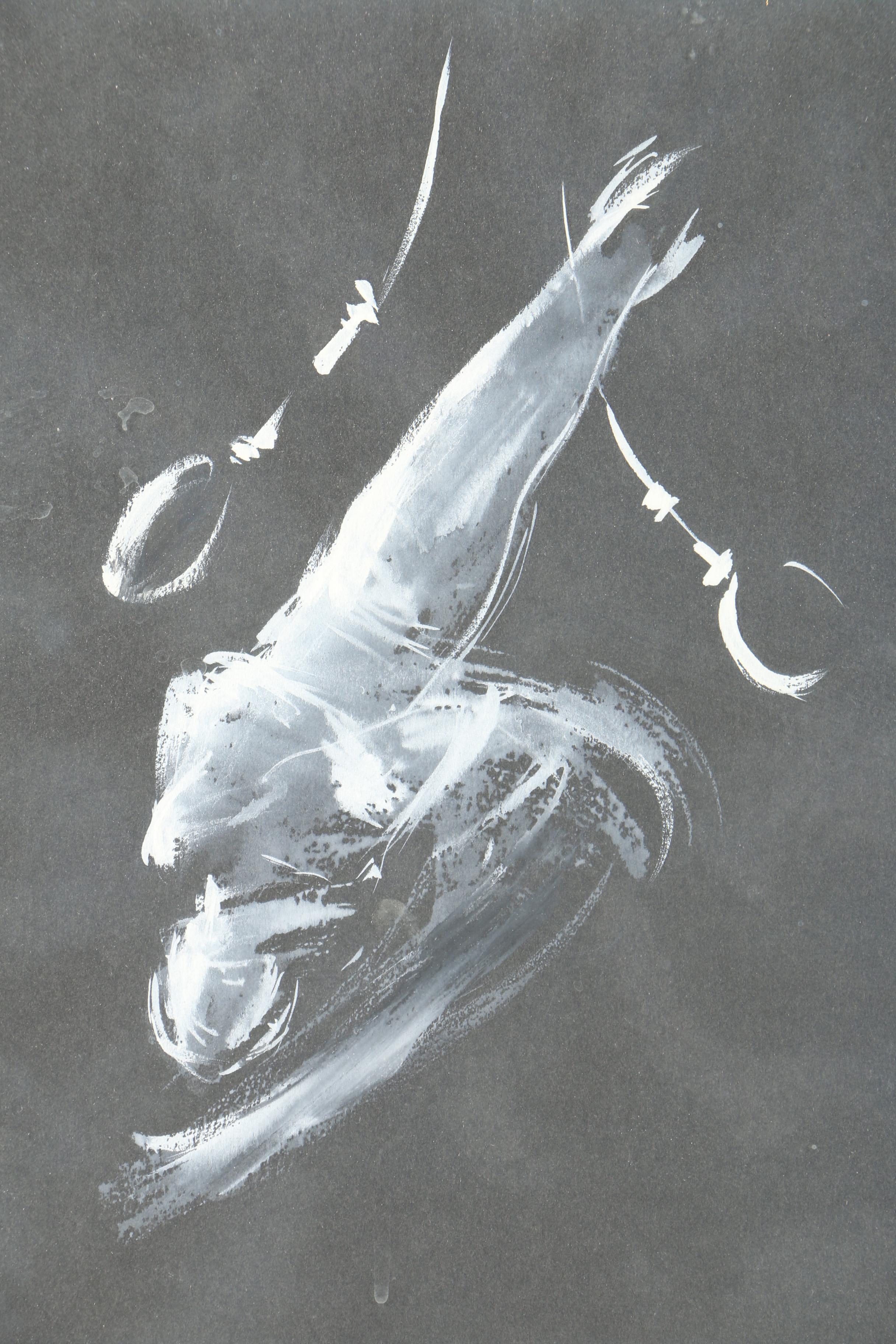 Abstract Ink and Pastel Drawings on Dark Paper