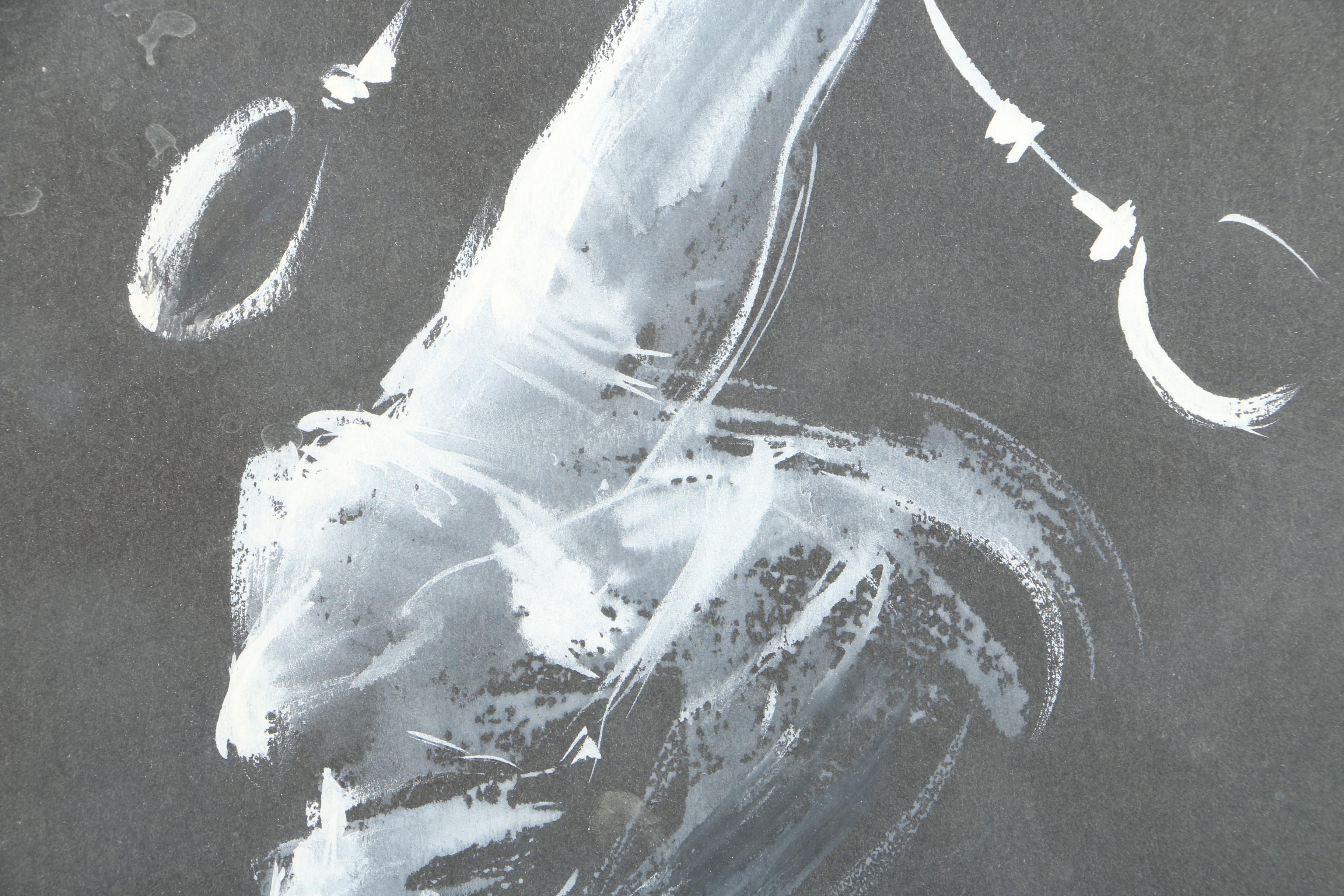 Abstract Ink and Pastel Drawings on Dark Paper