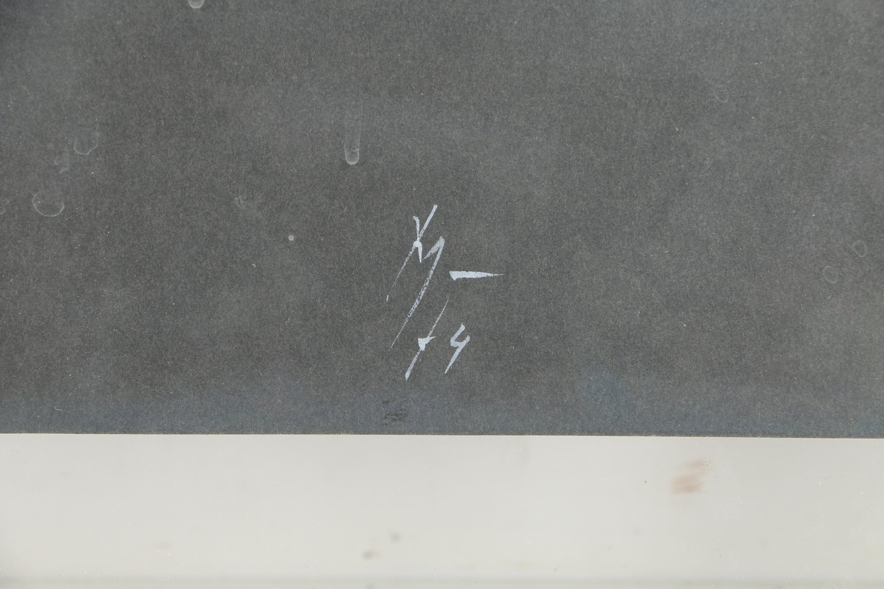 Abstract Ink and Pastel Drawings on Dark Paper