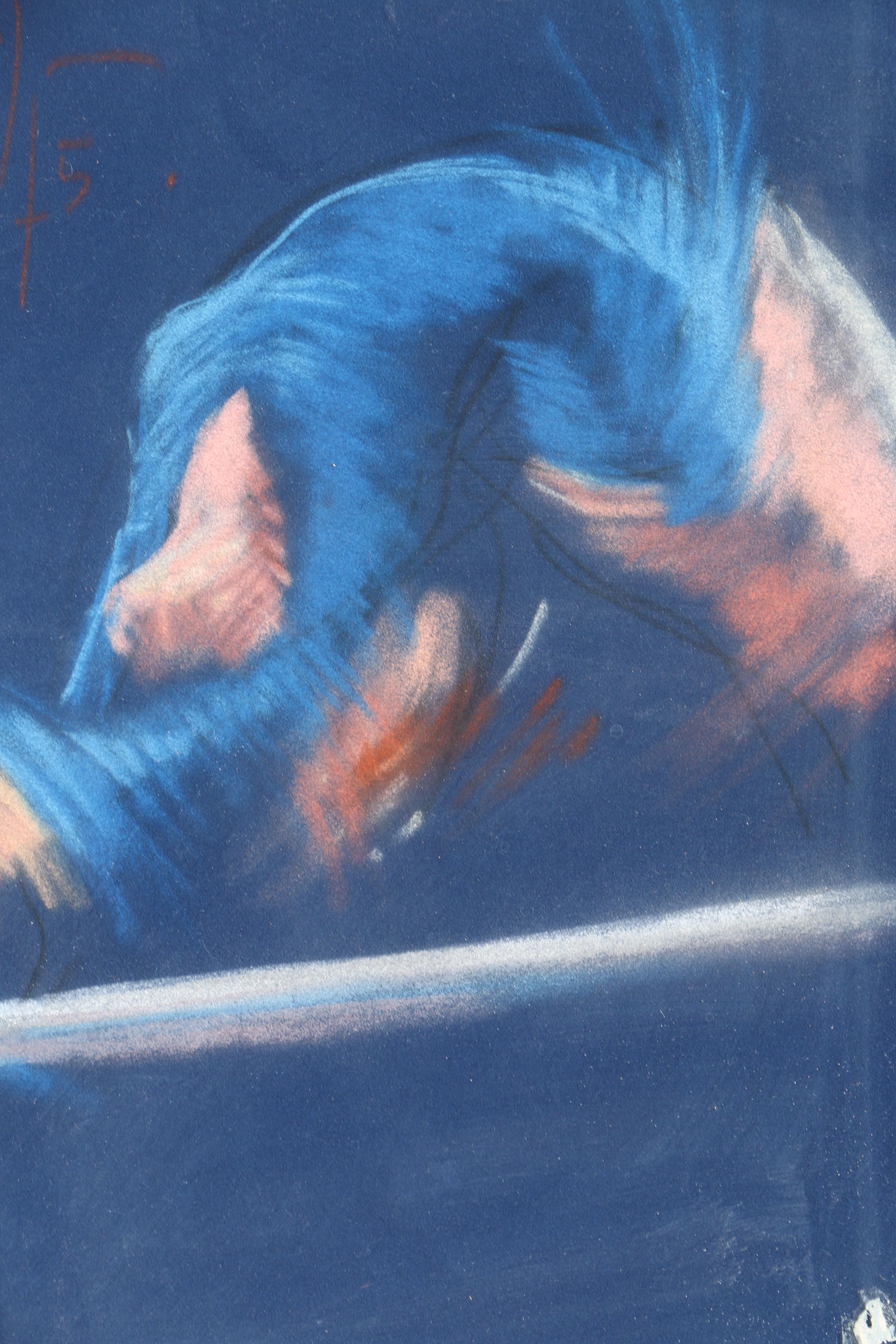 Abstract Ink and Pastel Drawings on Dark Paper