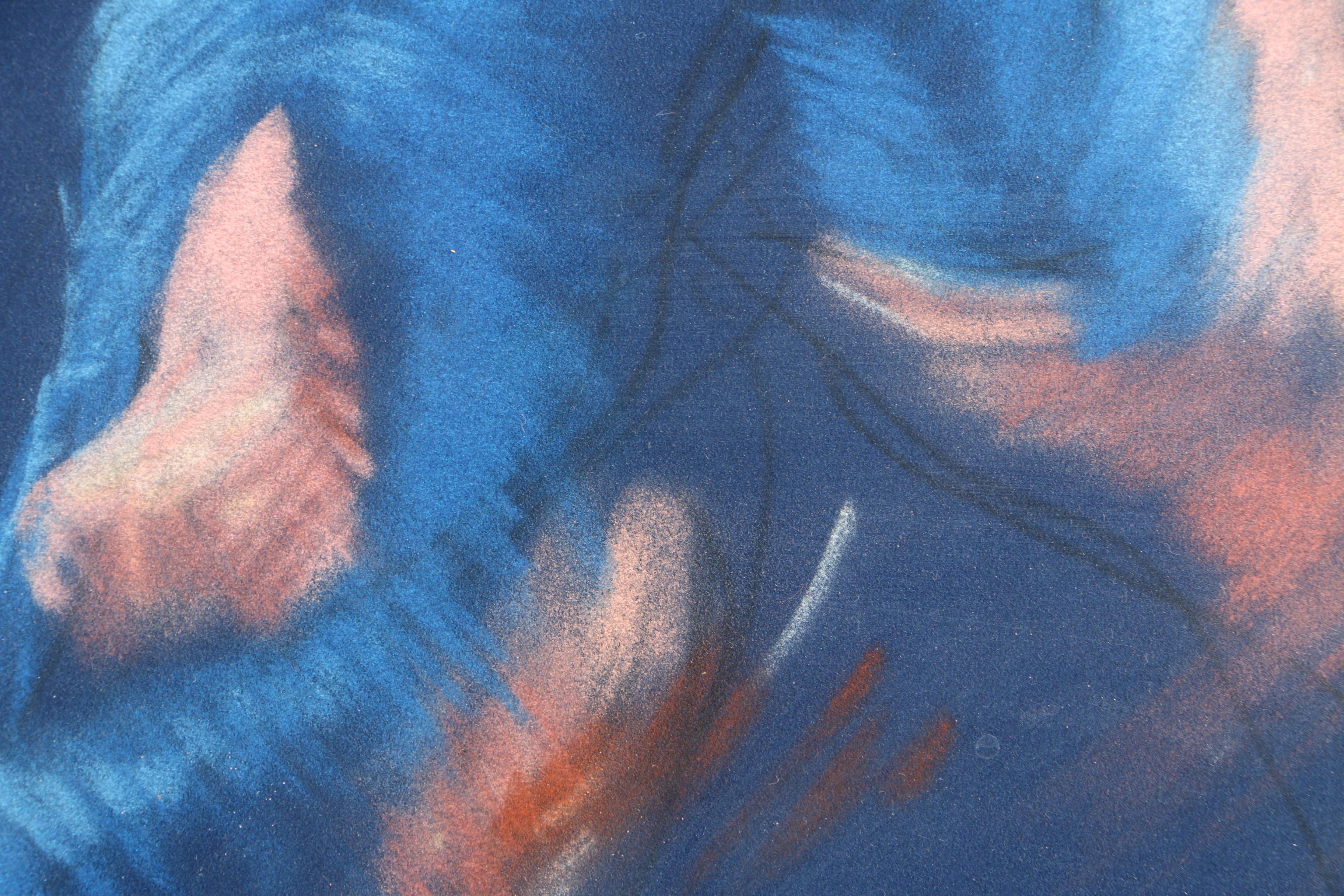 Abstract Ink and Pastel Drawings on Dark Paper