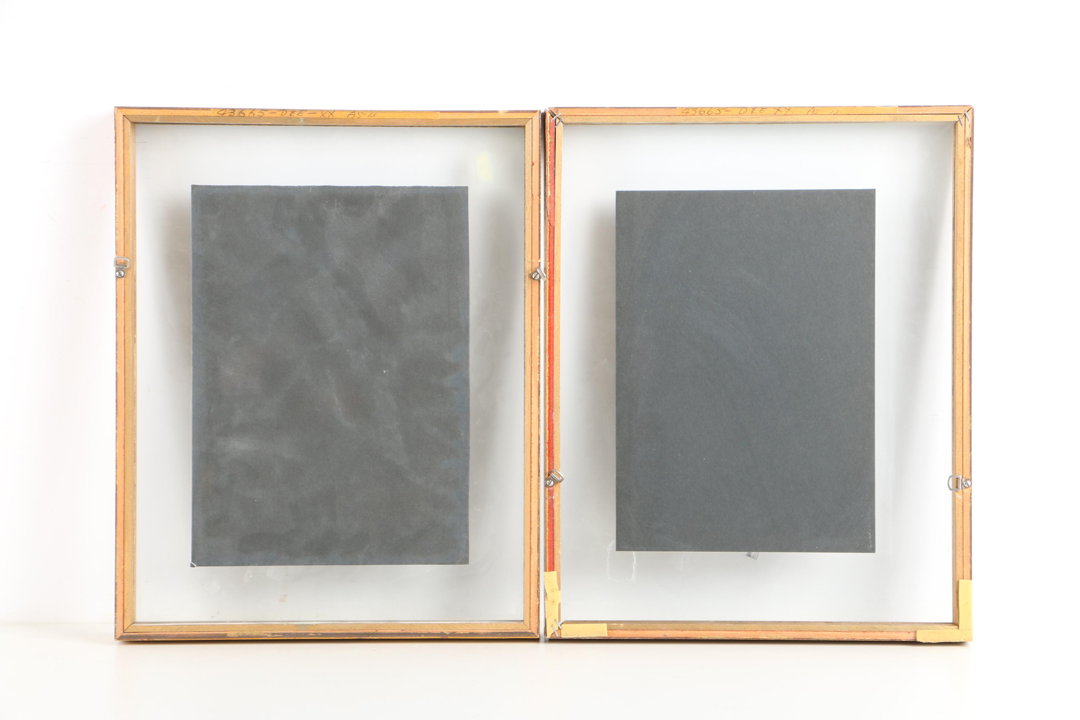 Abstract Ink and Pastel Drawings on Dark Paper