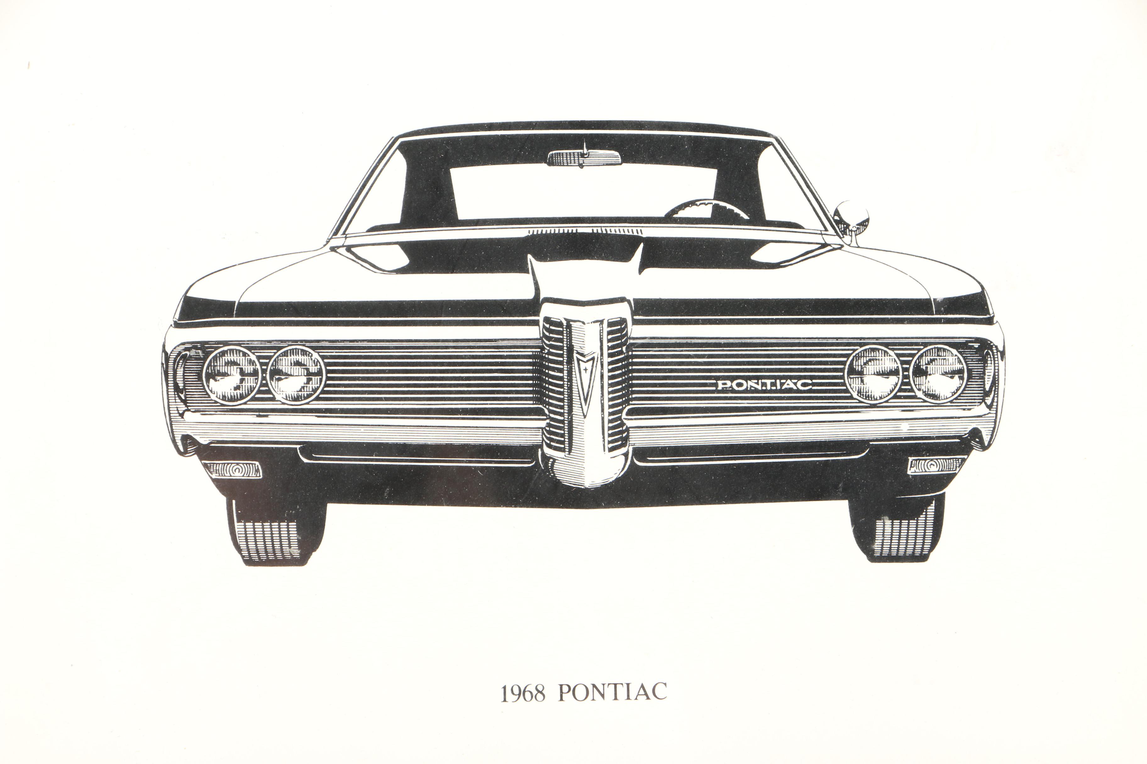Digital Prints on Paper of 1968 Car Models Featuring Firebird