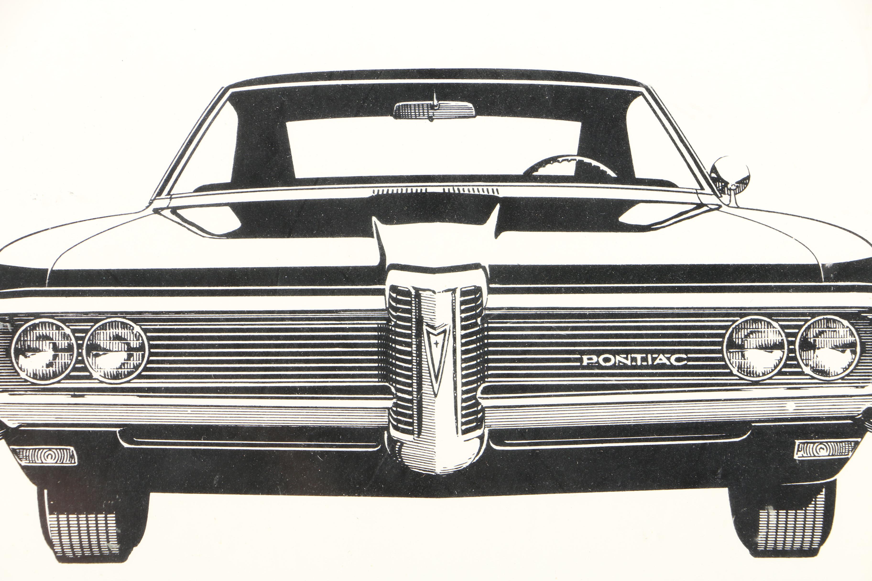 Digital Prints on Paper of 1968 Car Models Featuring Firebird