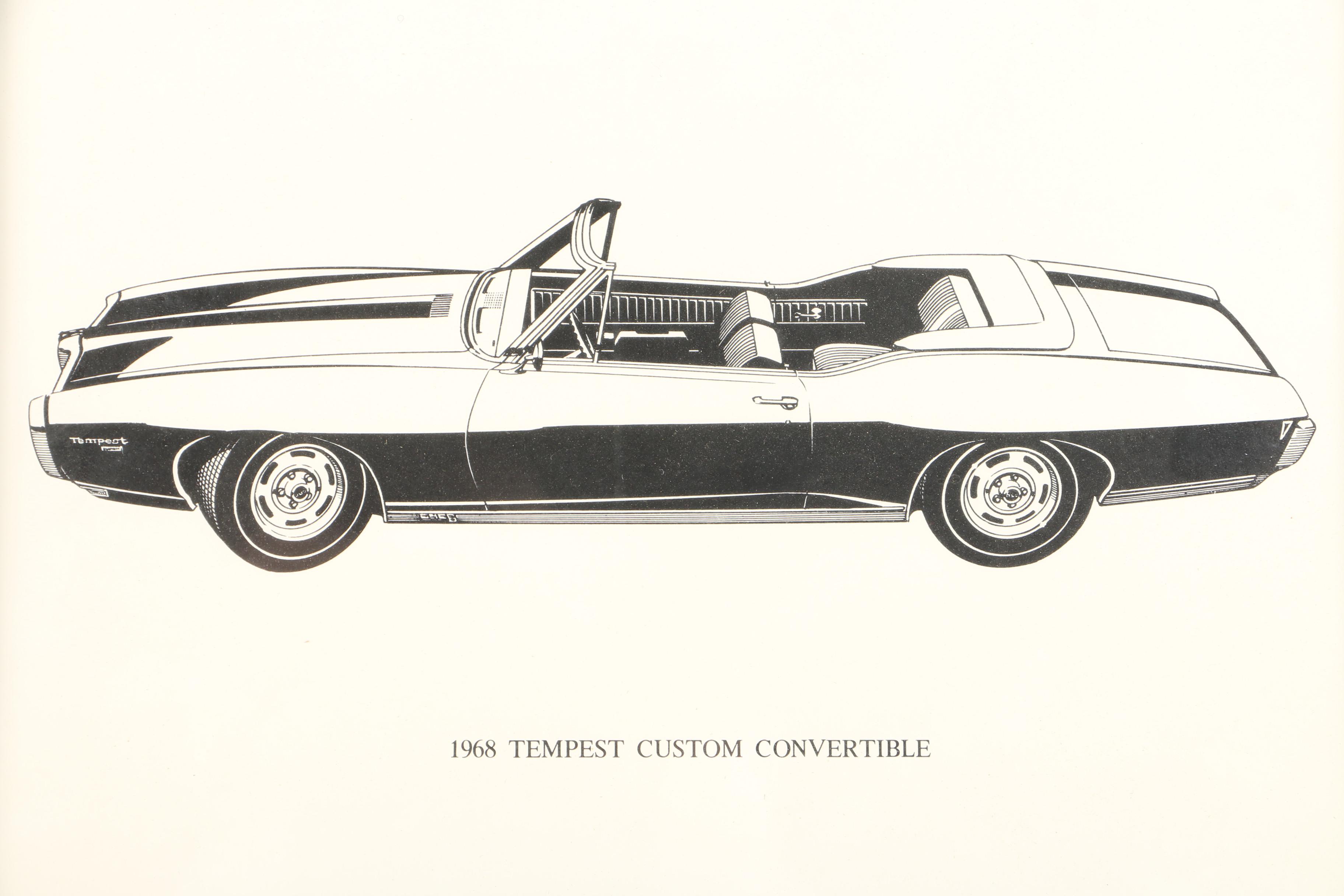Digital Prints on Paper of 1968 Car Models Featuring Firebird