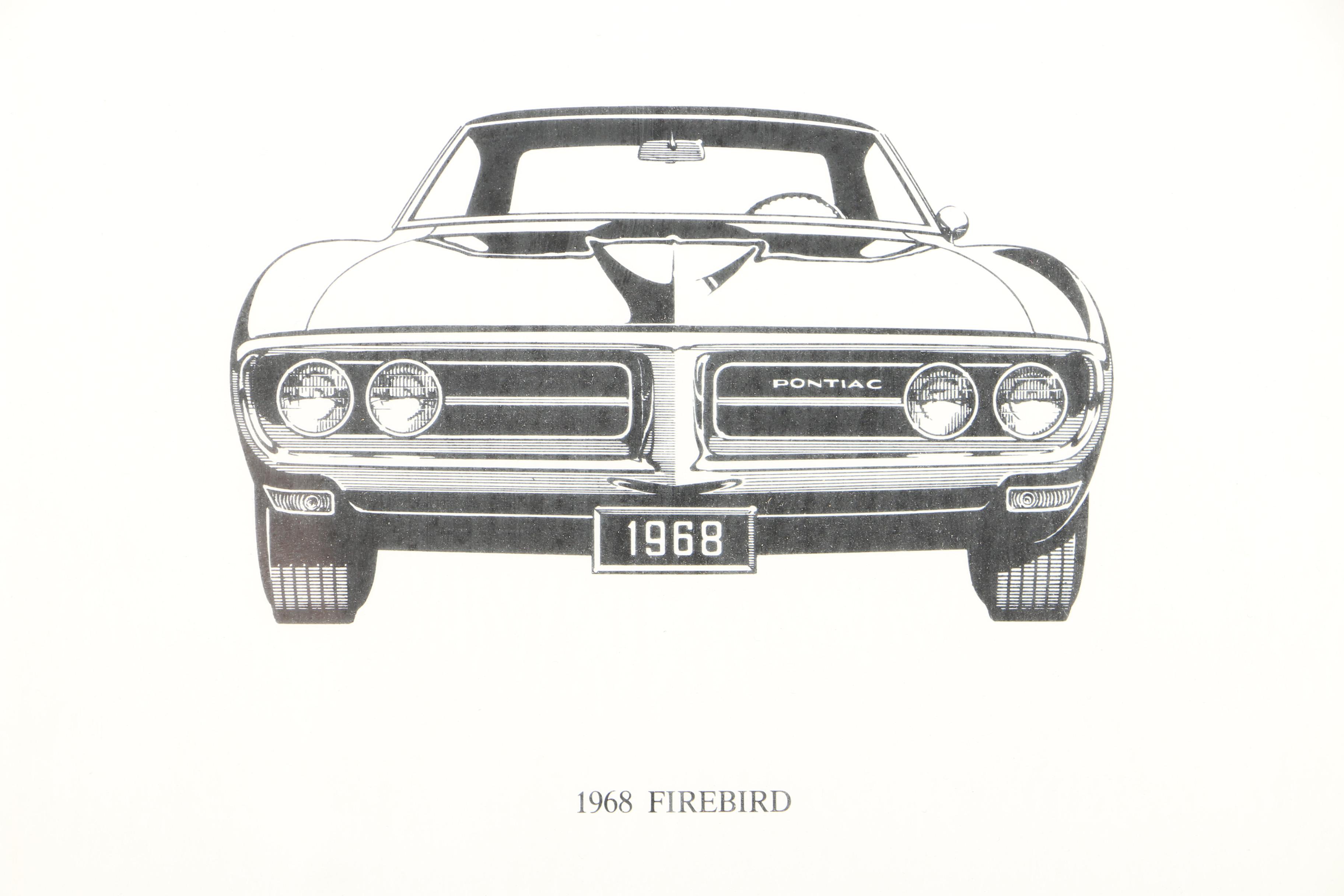 Digital Prints on Paper of 1968 Car Models Featuring Firebird