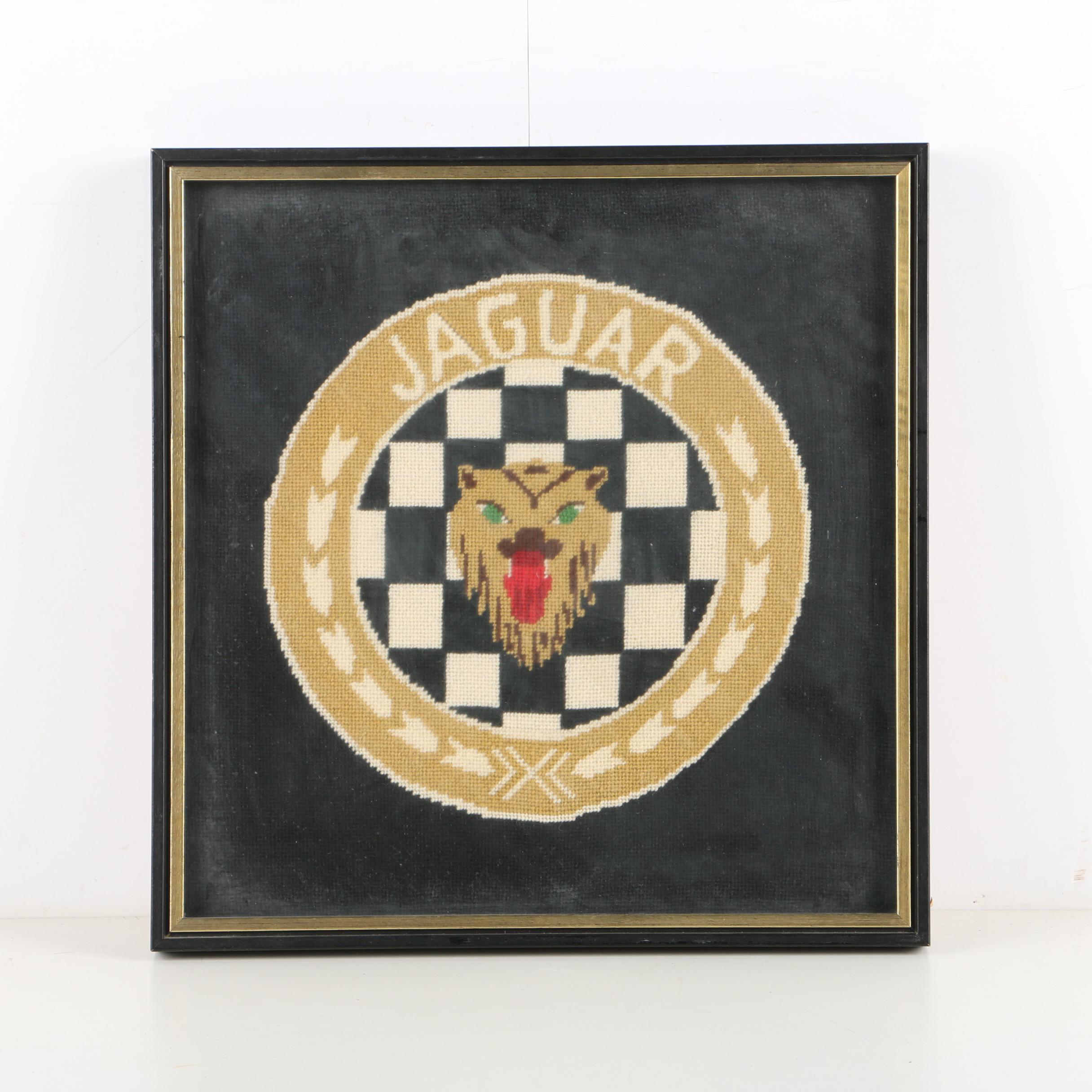Needlepoint on Canvas of "Jaguar" Logo