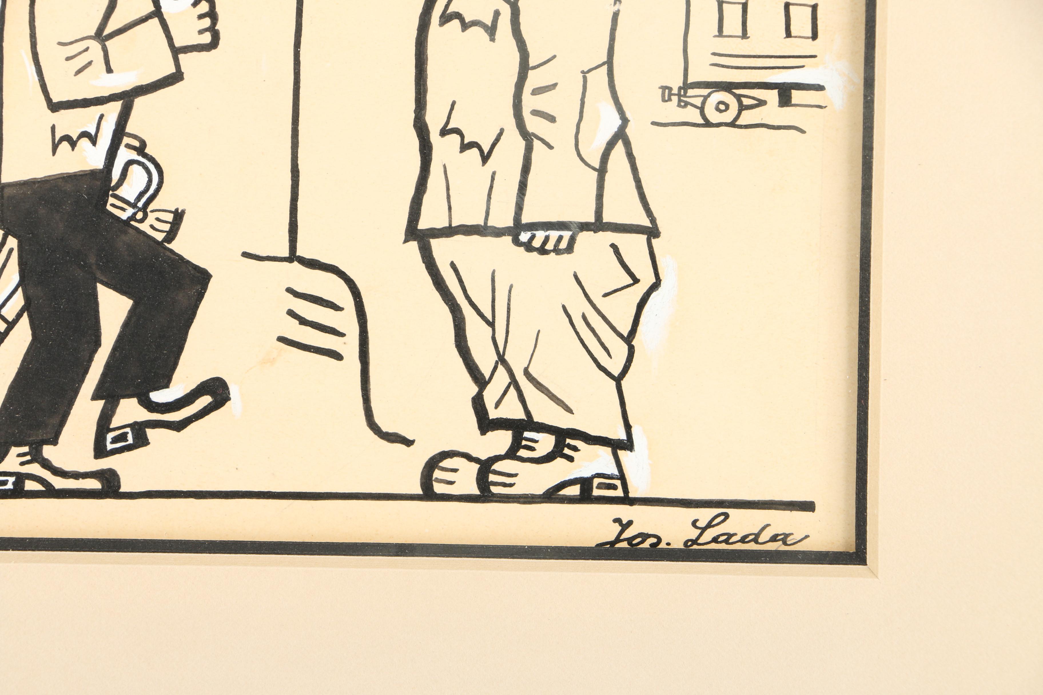 Josef Lada Cartoon Ink Drawings on Paper for "The Good Soldier Svejk"