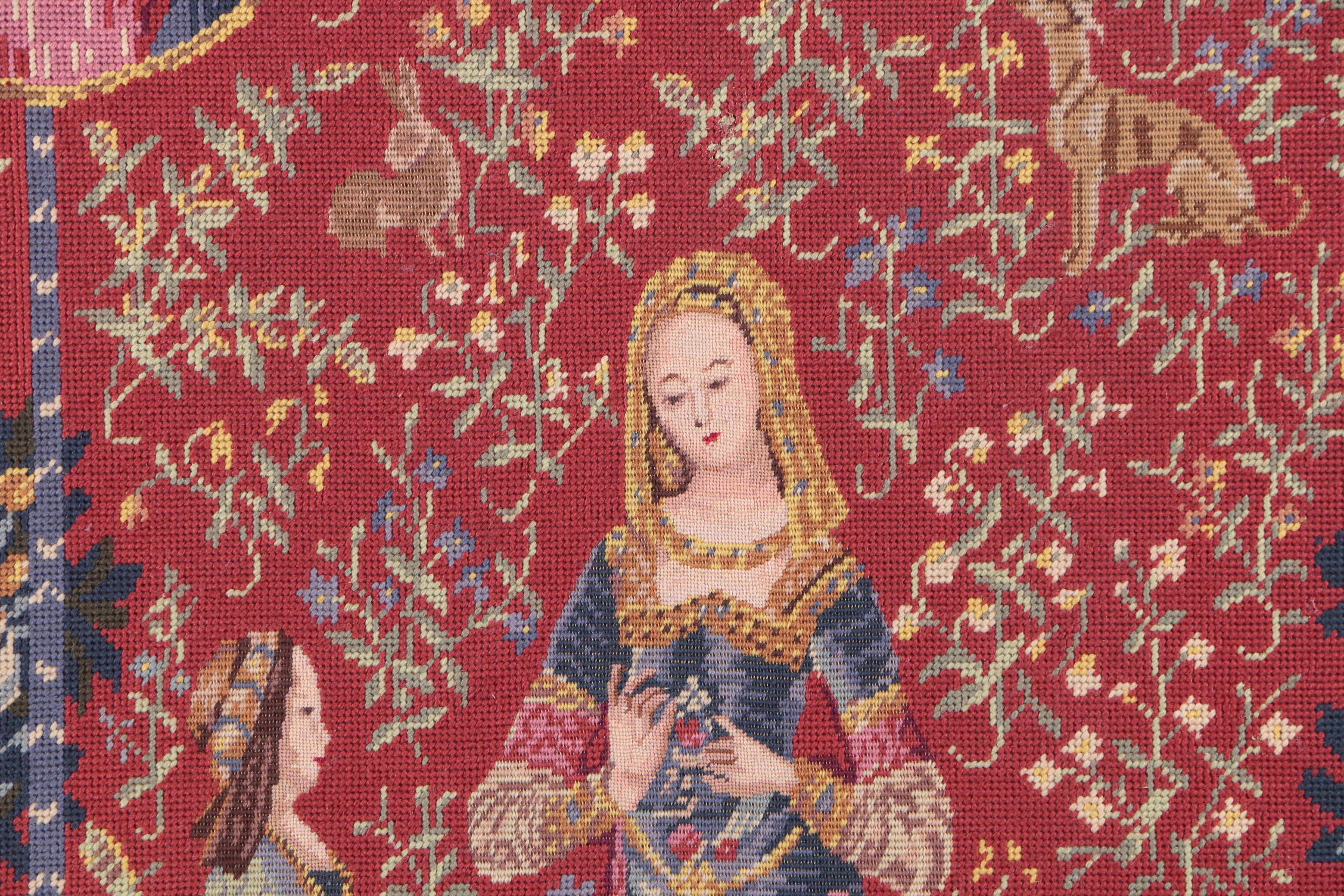 Framed Needlepoint After "The Lady and the Unicorn"