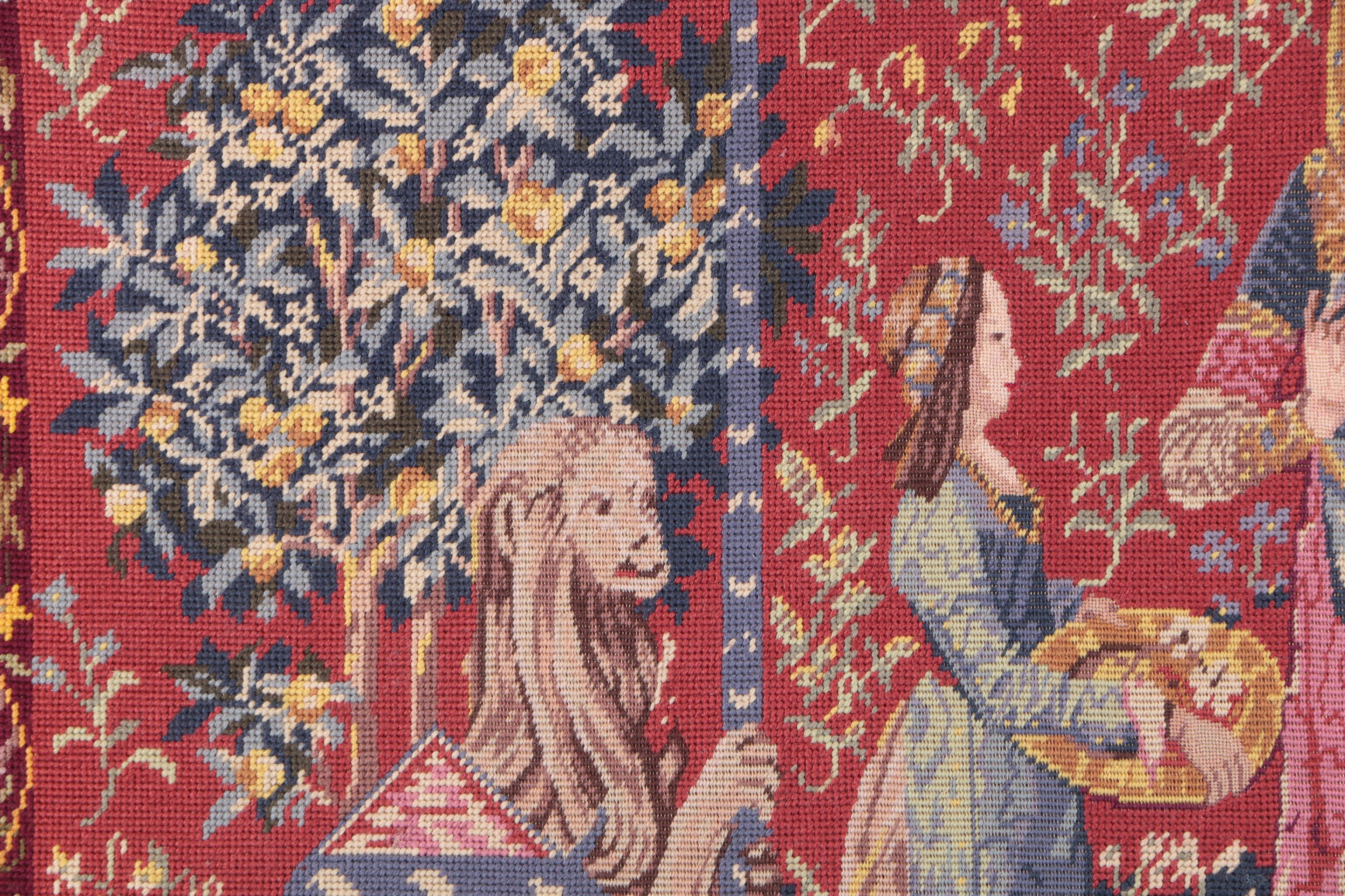Framed Needlepoint After "The Lady and the Unicorn"