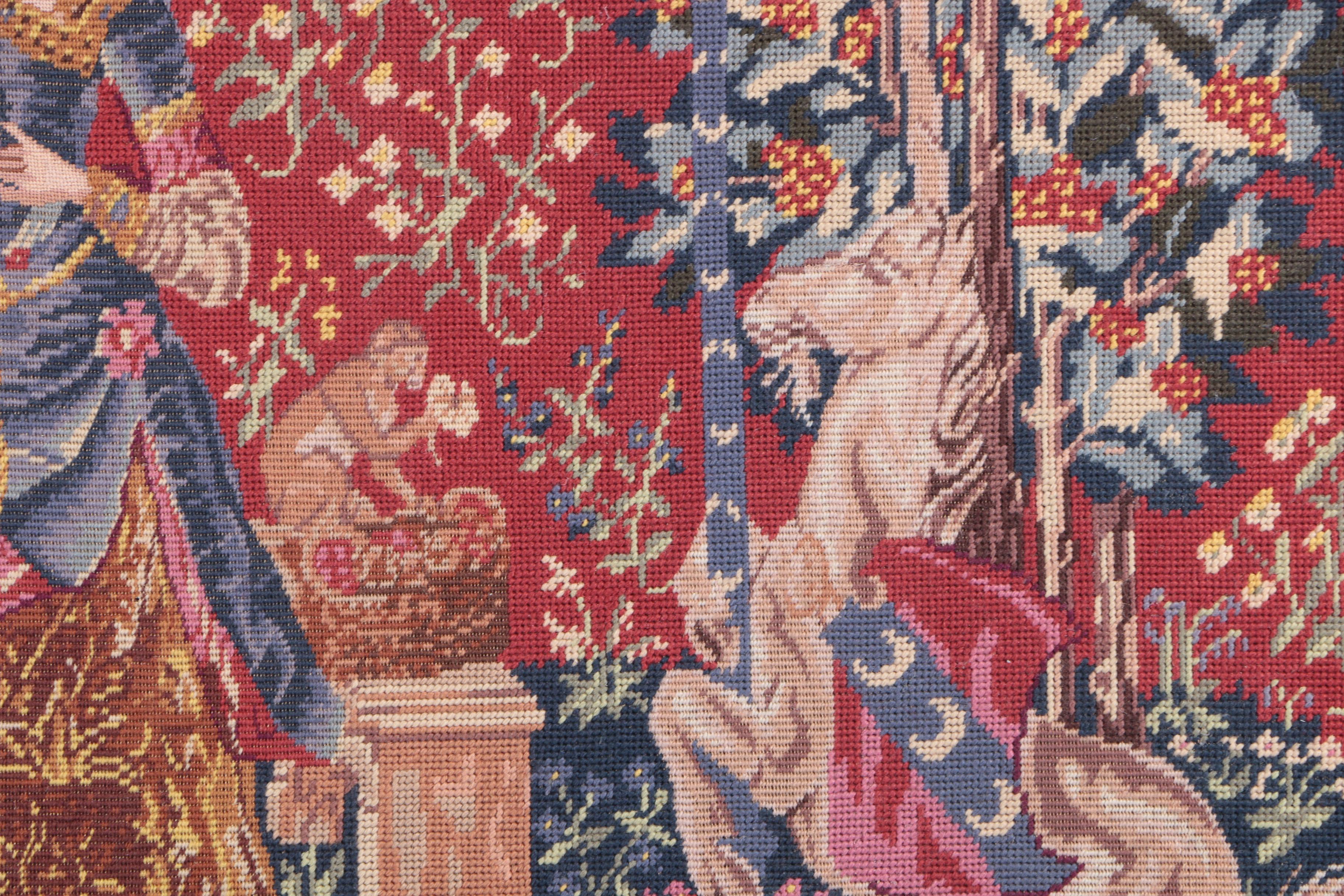 Framed Needlepoint After "The Lady and the Unicorn"