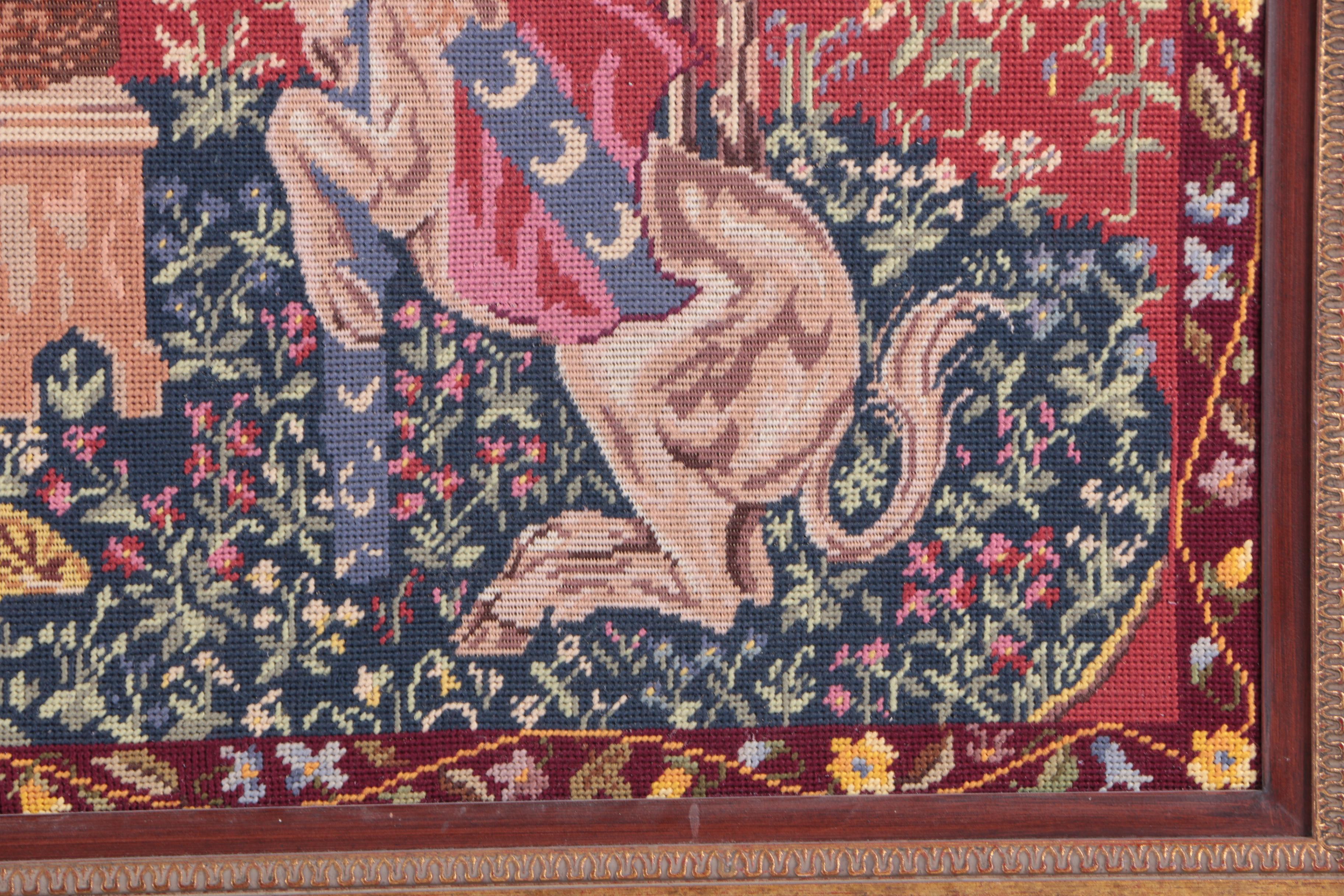 Framed Needlepoint After "The Lady and the Unicorn"