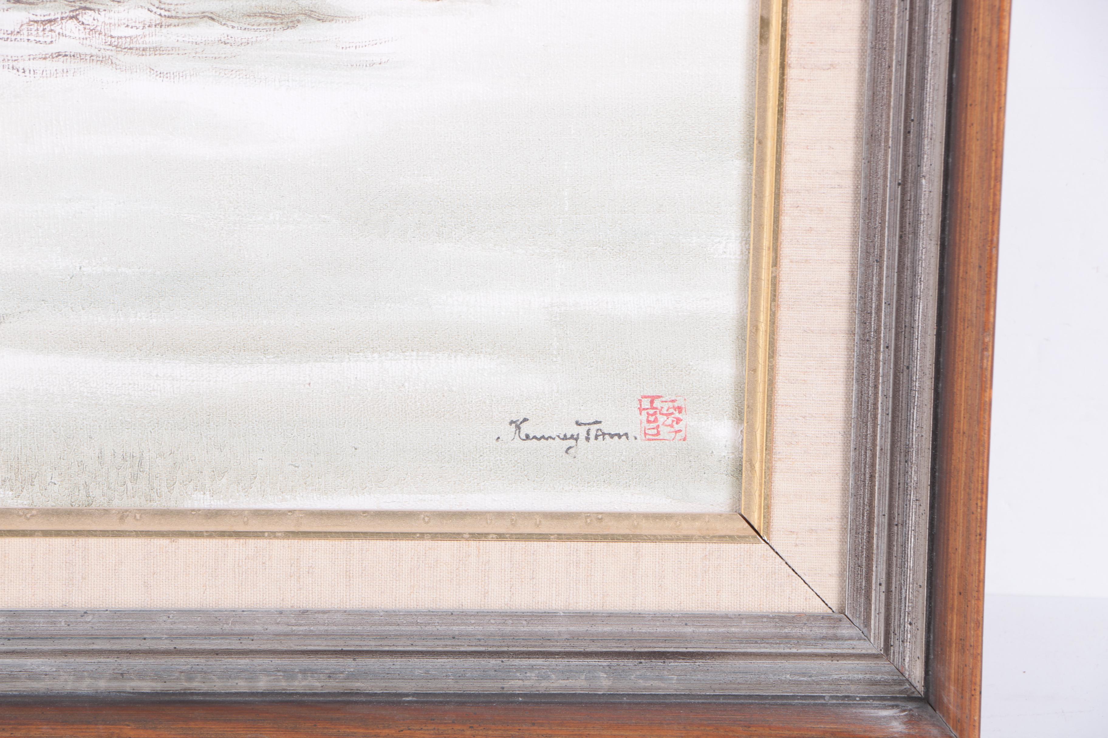 Kenny Tam Oil Painting on Canvas of Chinese Junks