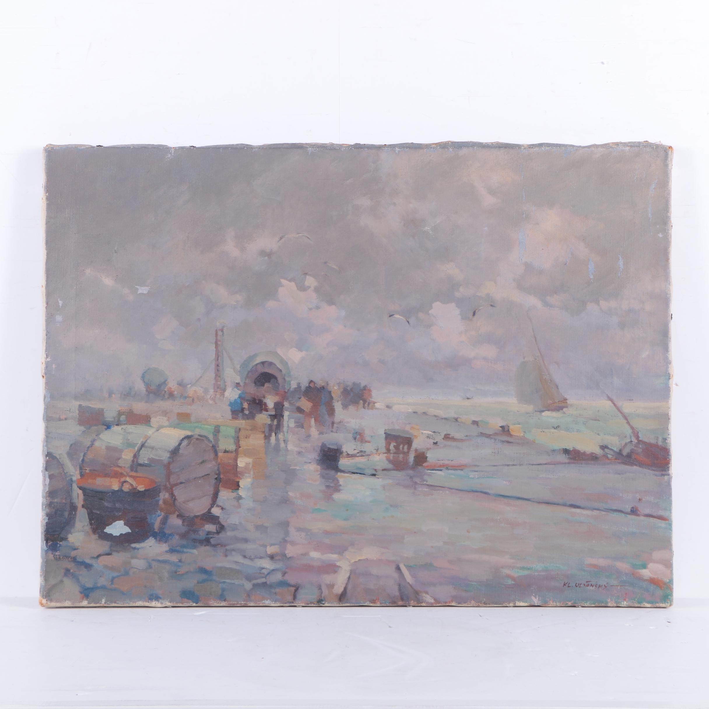 Klement Olsansky Oil Painting of a Seashore