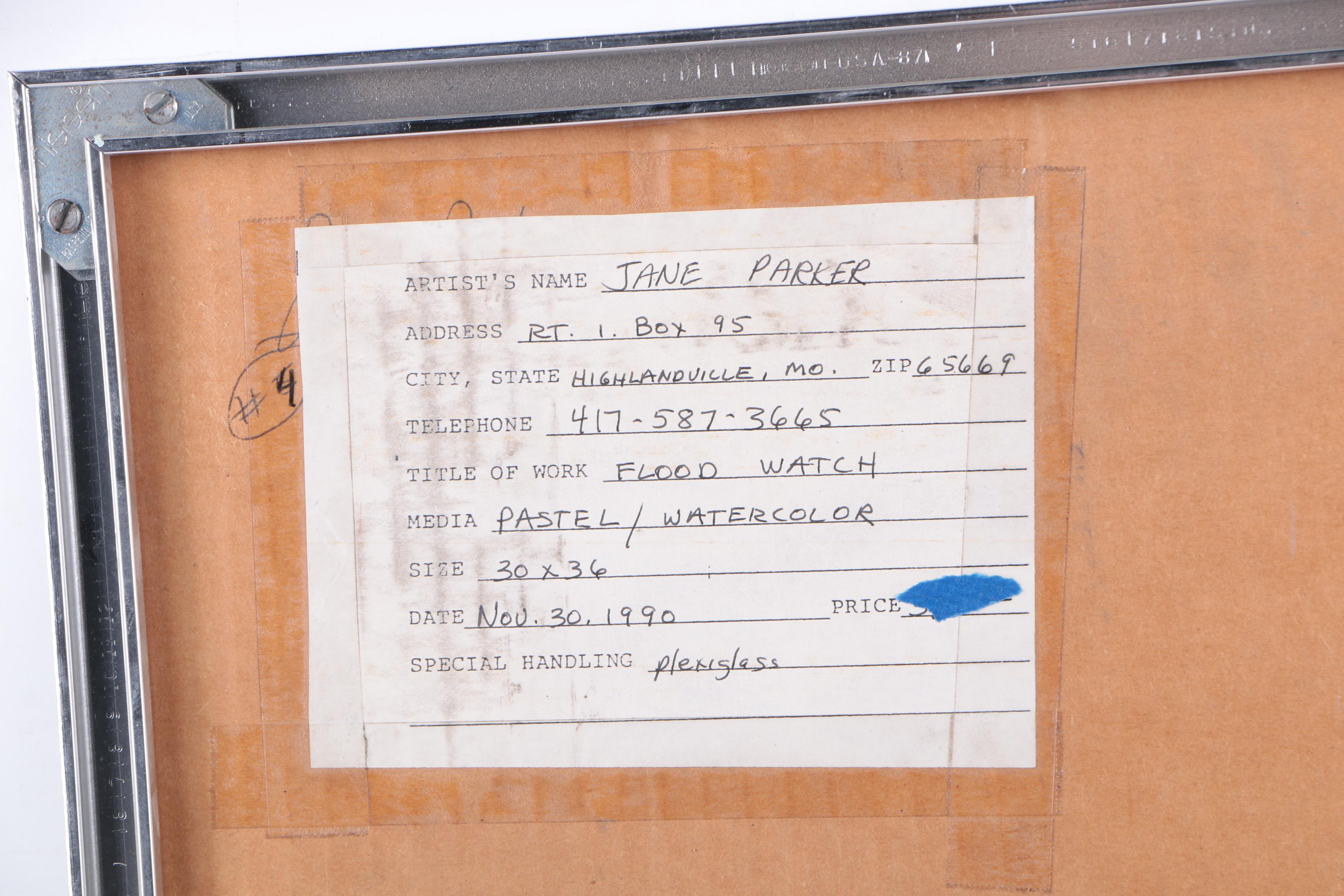 Jane Parker Pastel and Watercolor Drawing "Flood Watch"