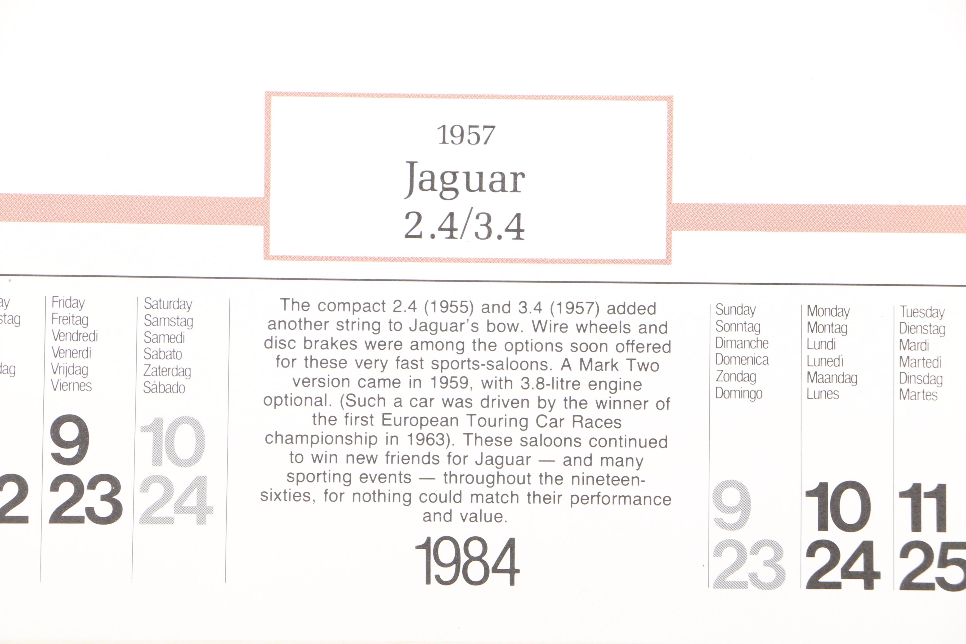 1993 and 1984 Jaguar Calendar and Pages