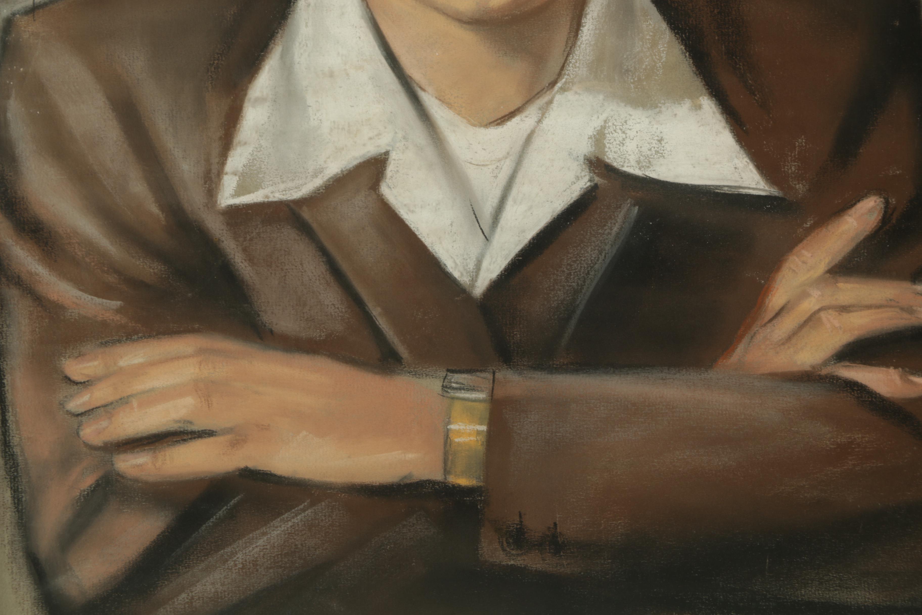 John de la Vega Pastel Portrait of a Man