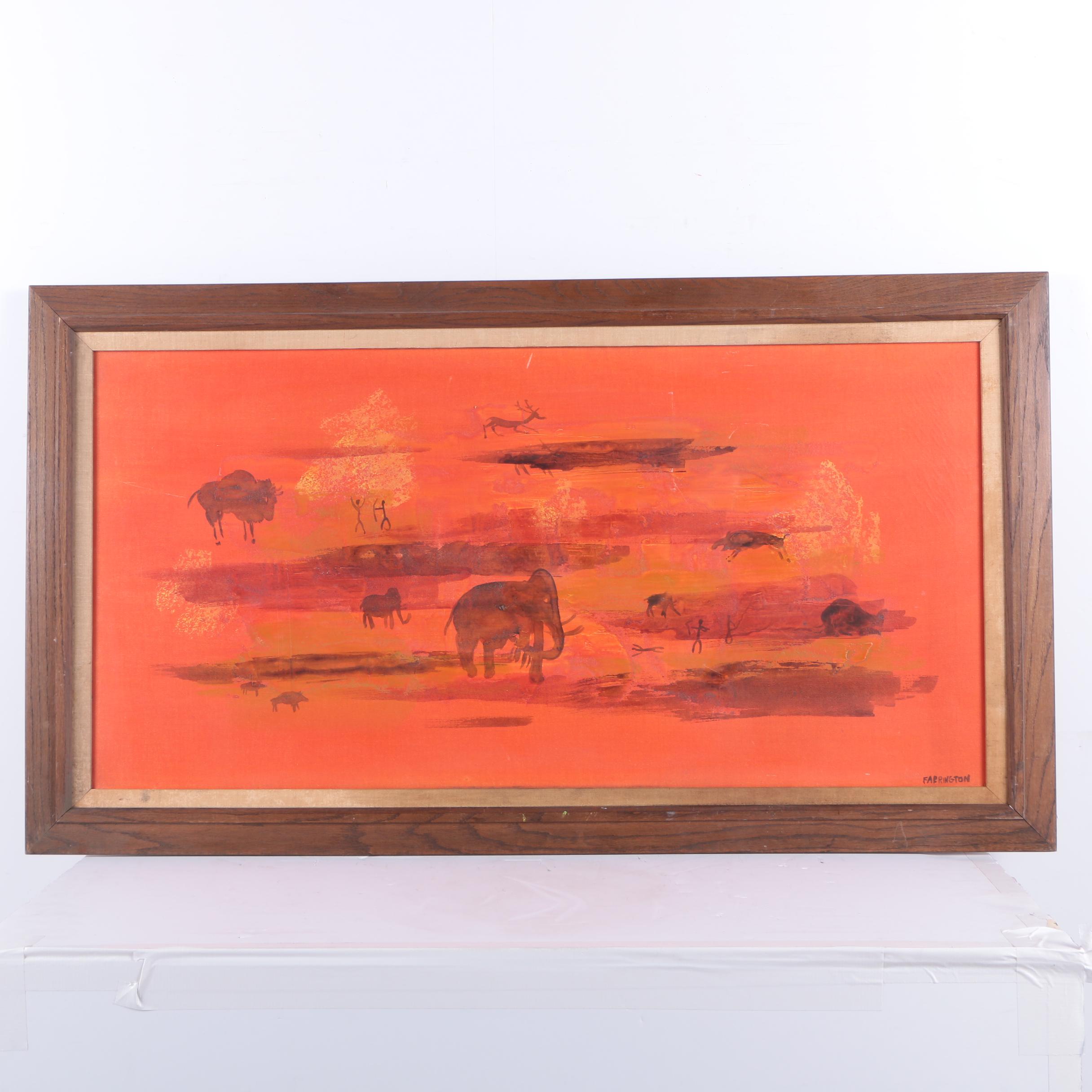 Farrington Oil Painting on Canvas of Prehistoric Scene