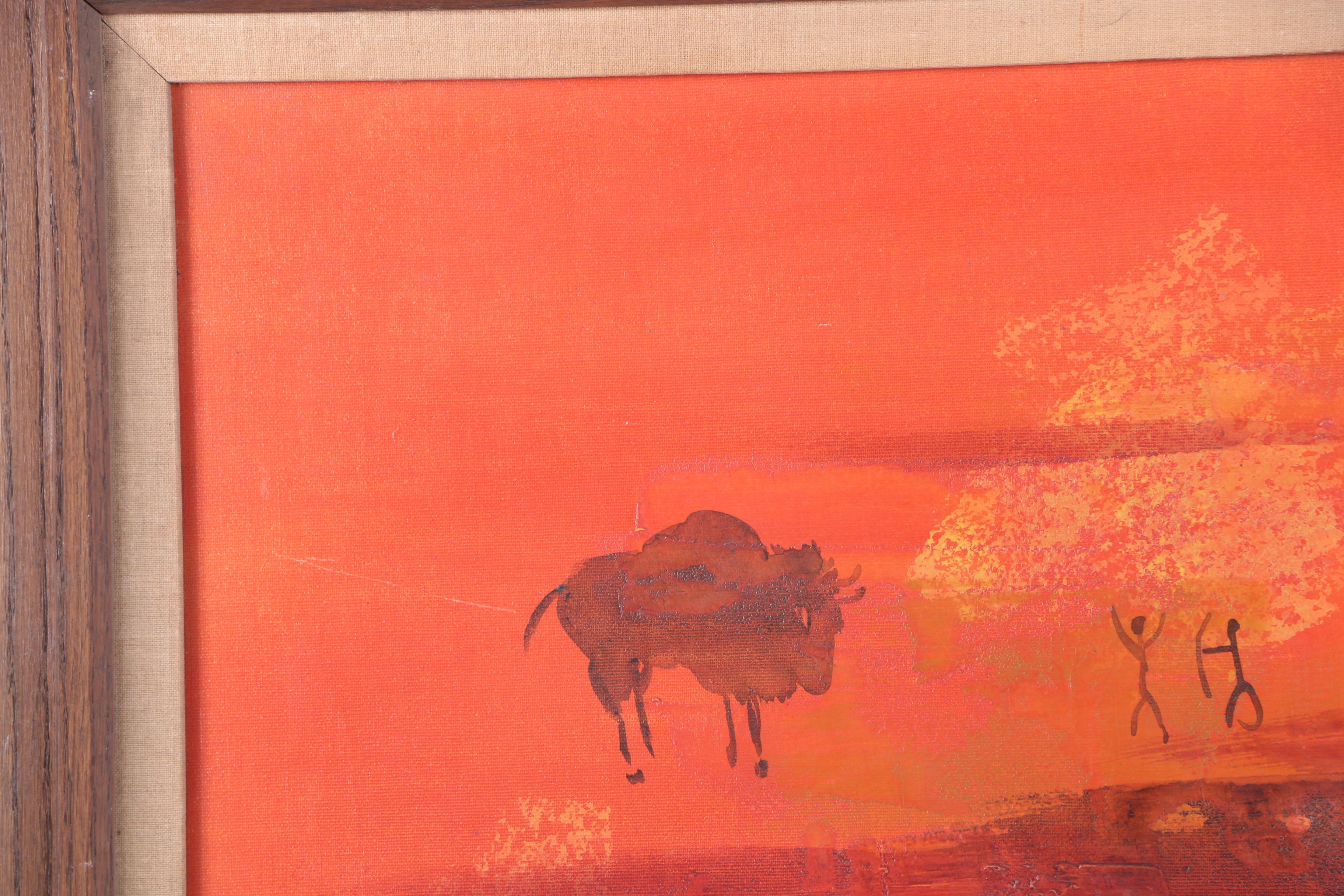 Farrington Oil Painting on Canvas of Prehistoric Scene