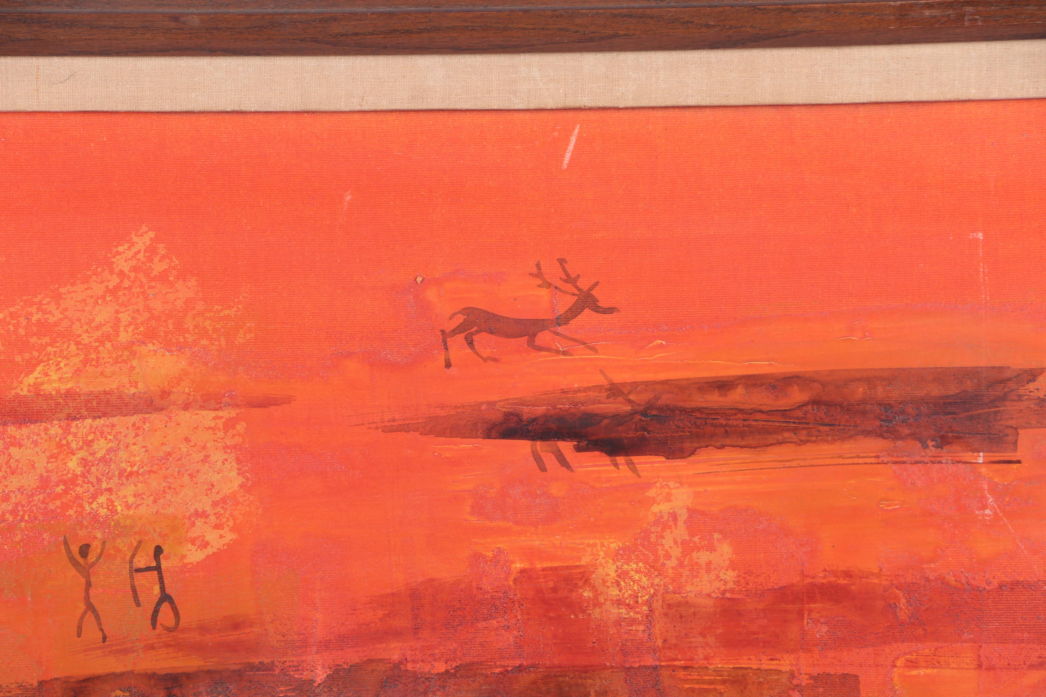 Farrington Oil Painting on Canvas of Prehistoric Scene