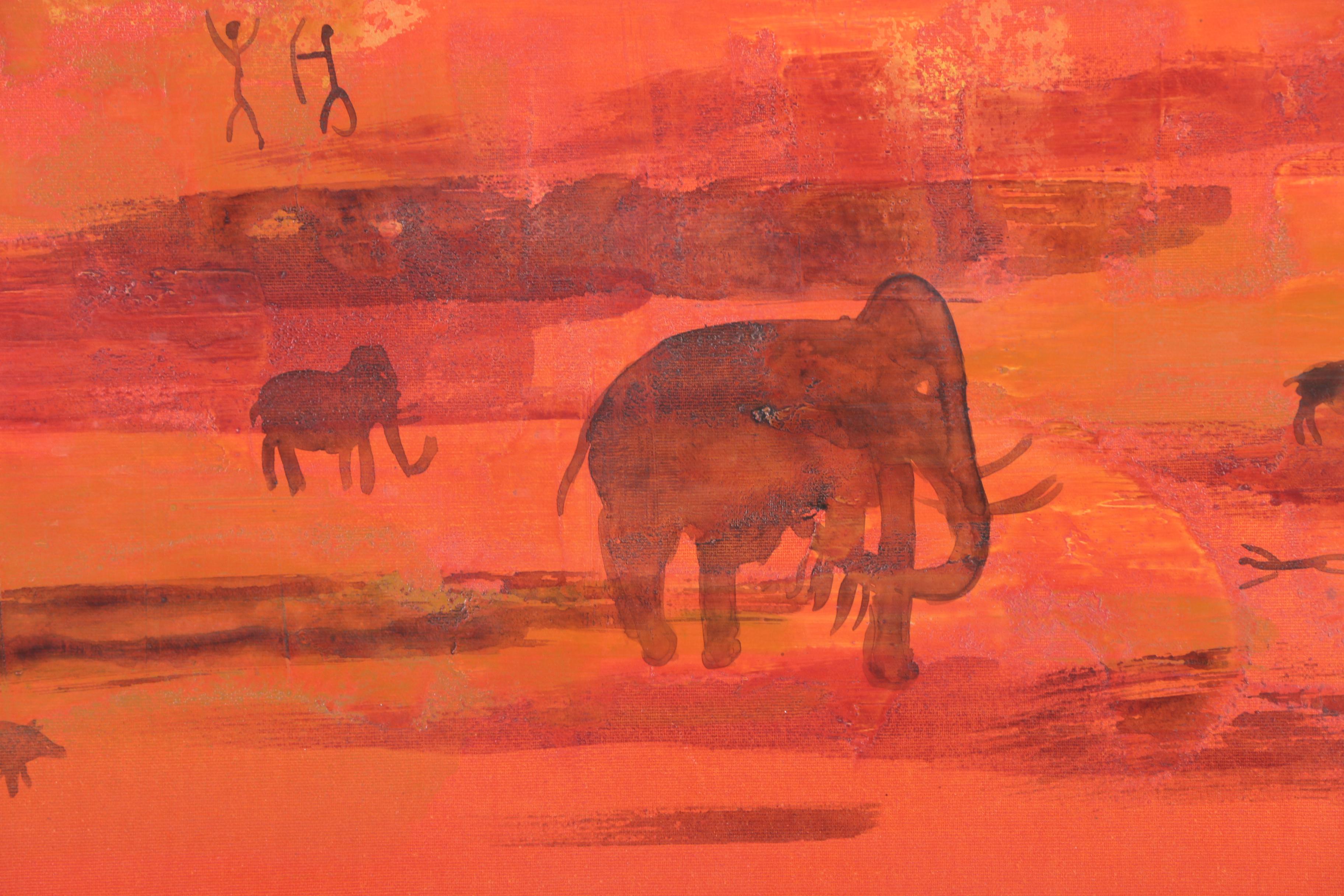 Farrington Oil Painting on Canvas of Prehistoric Scene