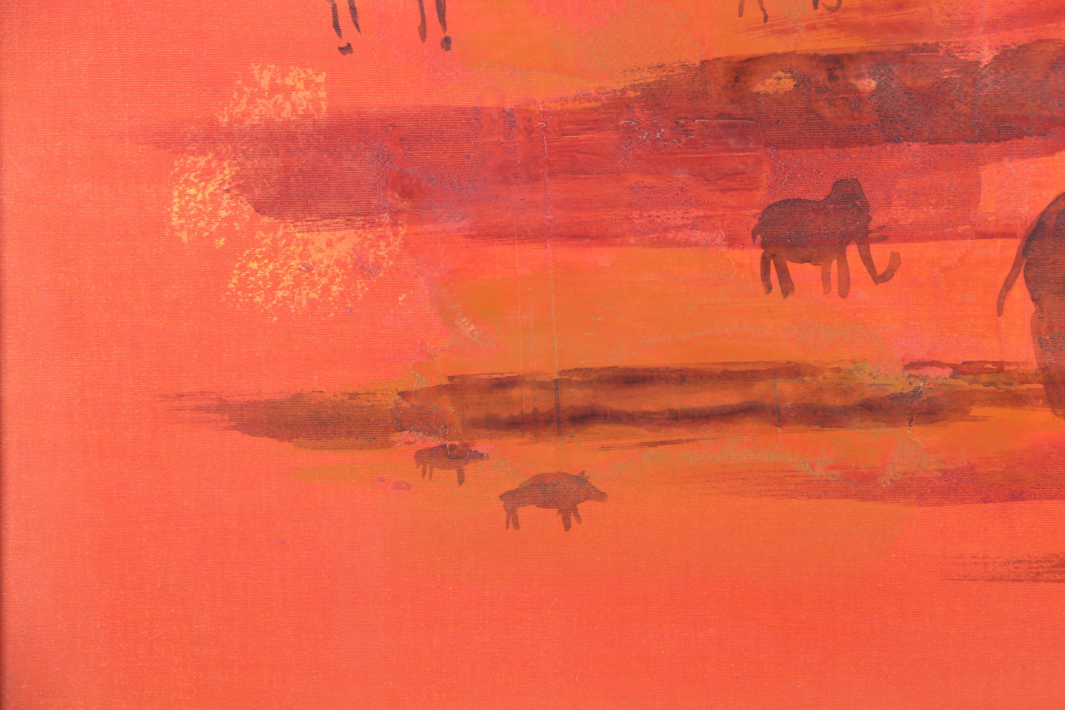 Farrington Oil Painting on Canvas of Prehistoric Scene