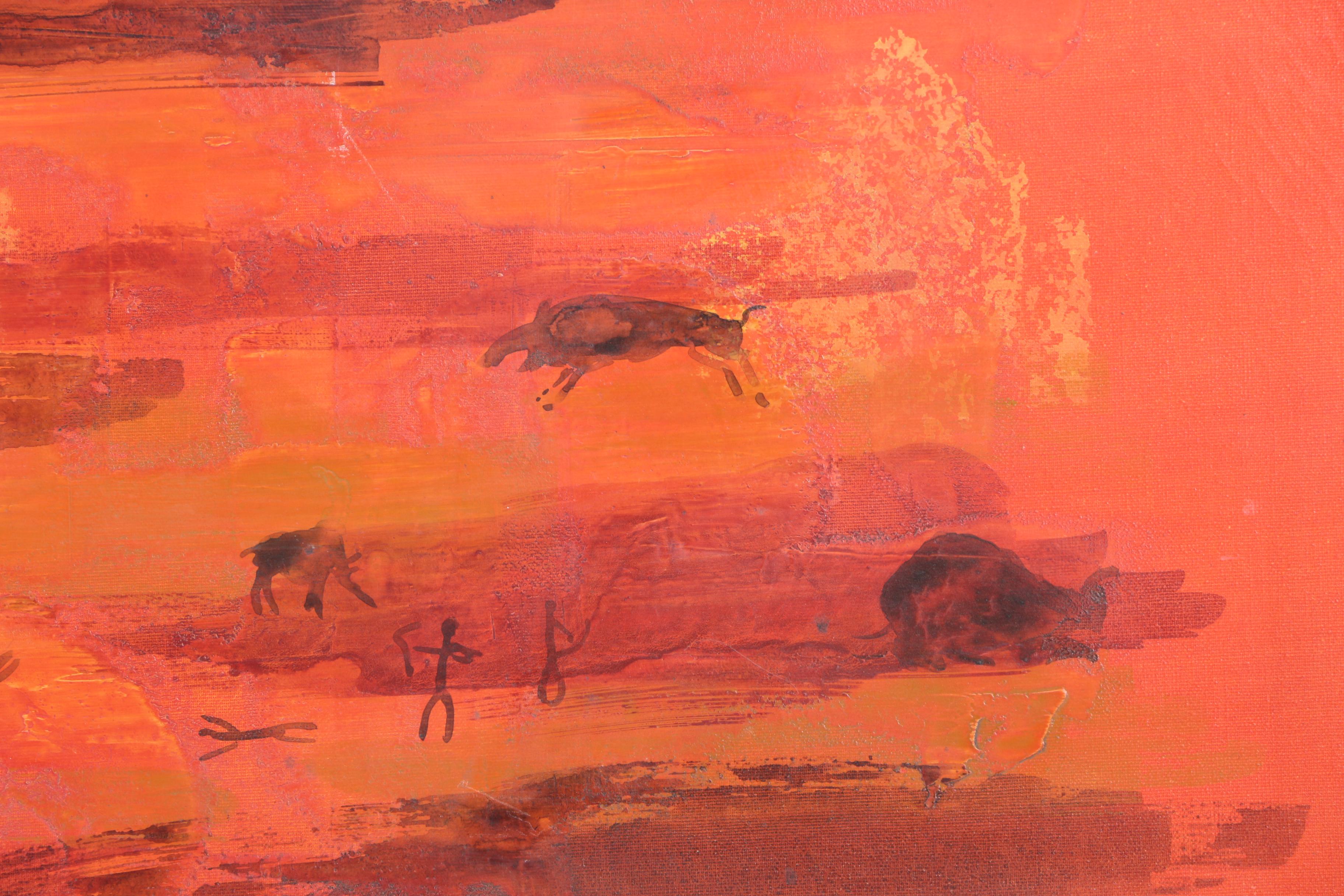 Farrington Oil Painting on Canvas of Prehistoric Scene
