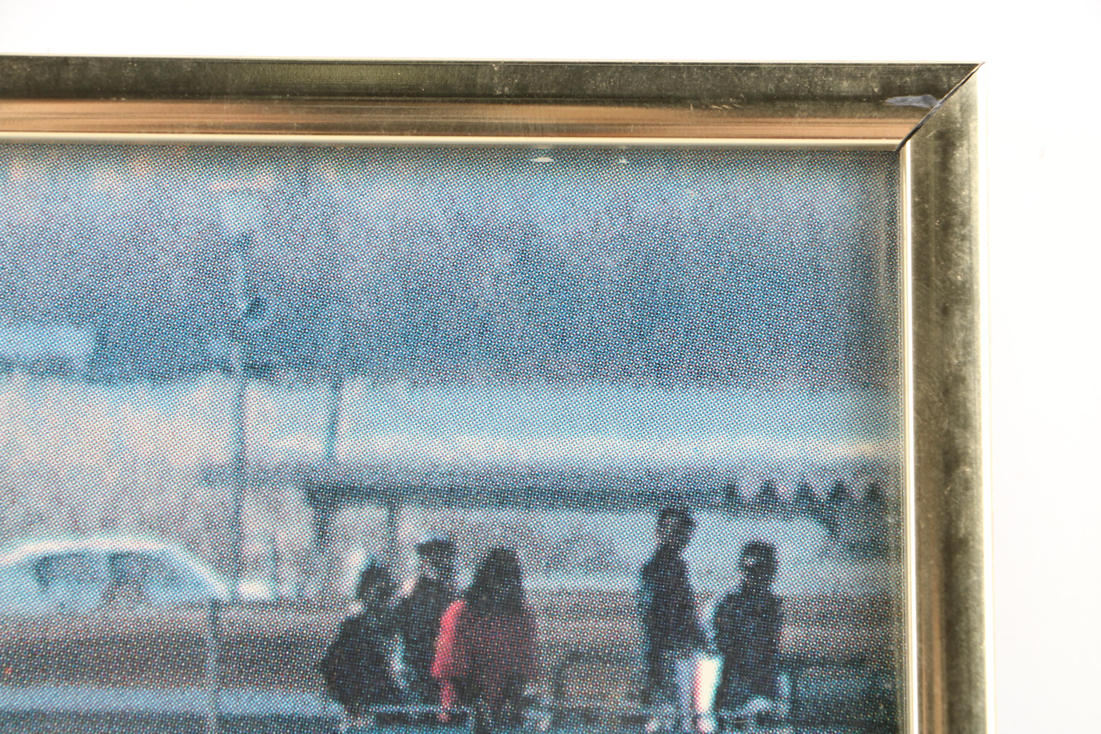 Offset Lithograph Print of Auto Racing Scene