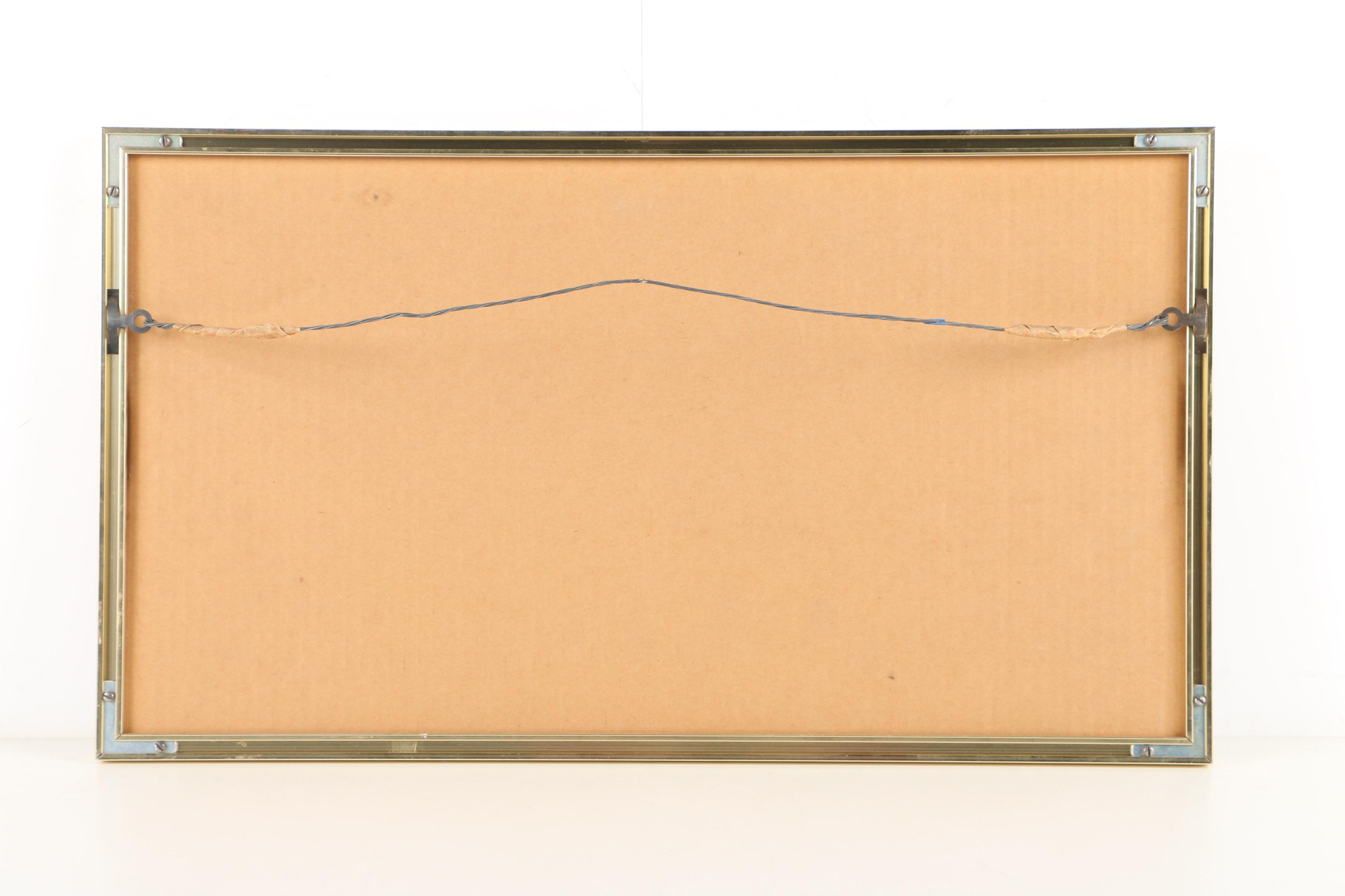 Offset Lithograph Print of Auto Racing Scene