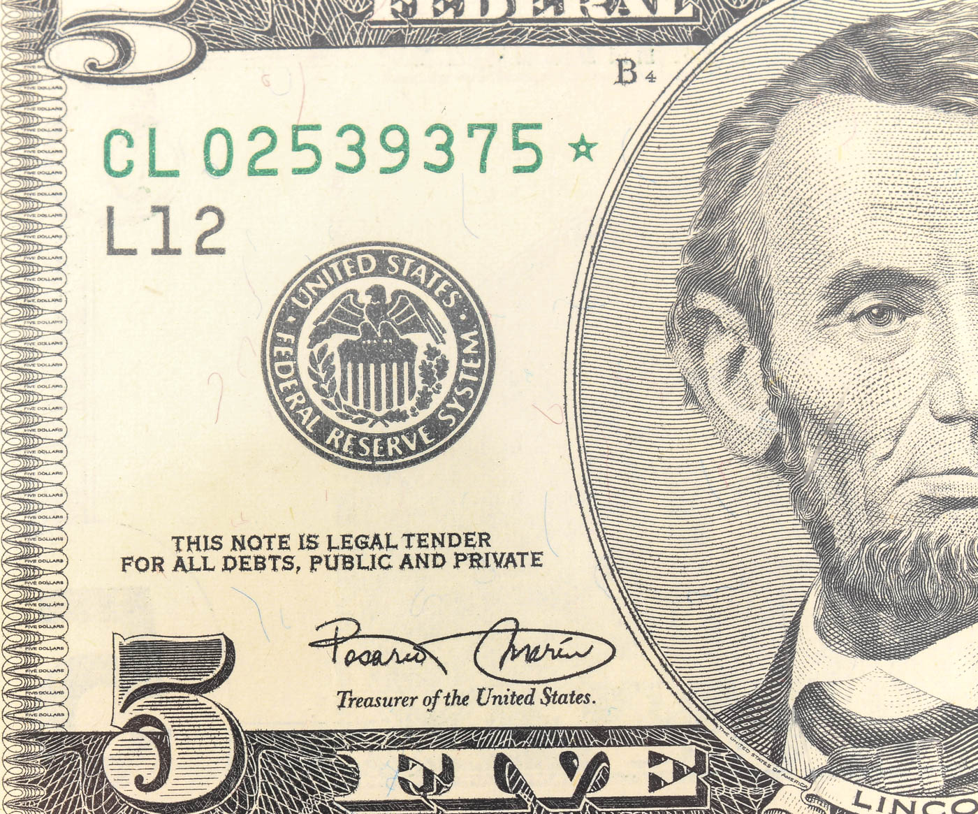 2001 $5 Federal Reserve Star Note