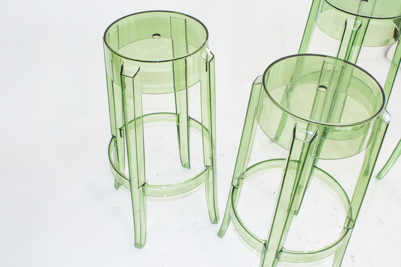 Modern "Charles Ghost" Acrylic Bar Stools by Starck for Kartell
