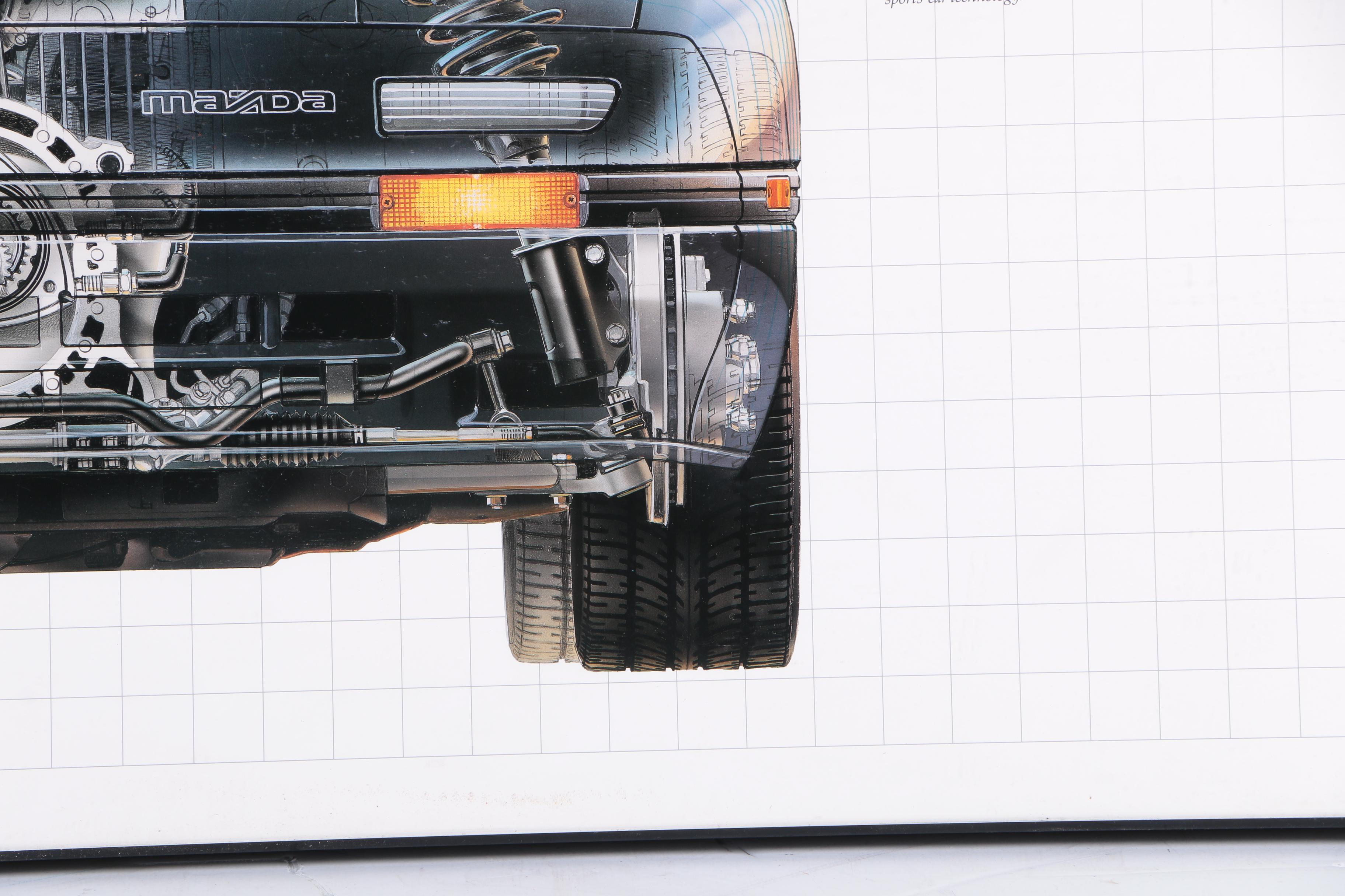 Offset Lithograph Poster with Technical Aspects of Mazda RX-7