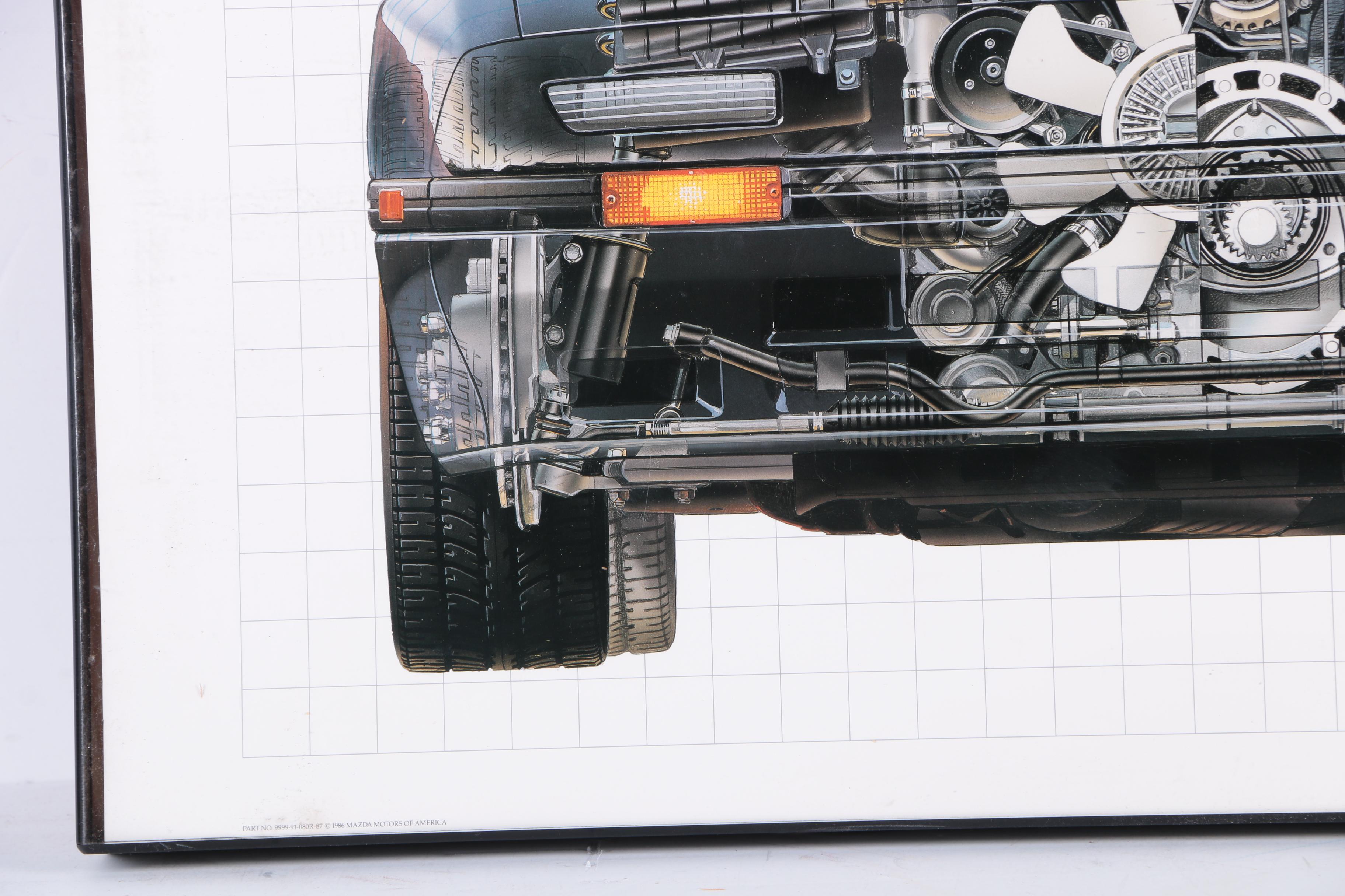 Offset Lithograph Poster with Technical Aspects of Mazda RX-7