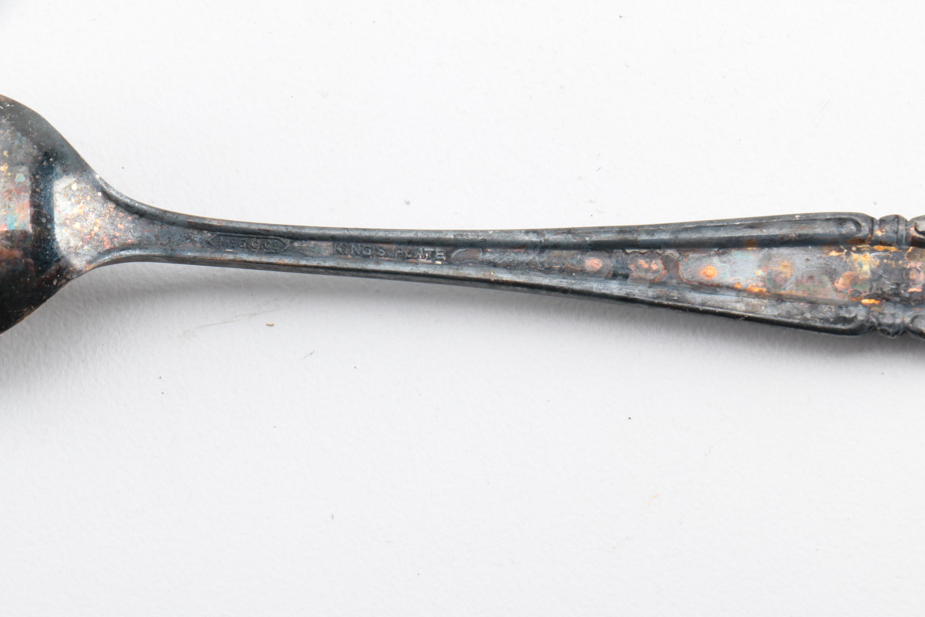 Silver Plate Rattail Handled Ladle, Bell, and Other Flatware