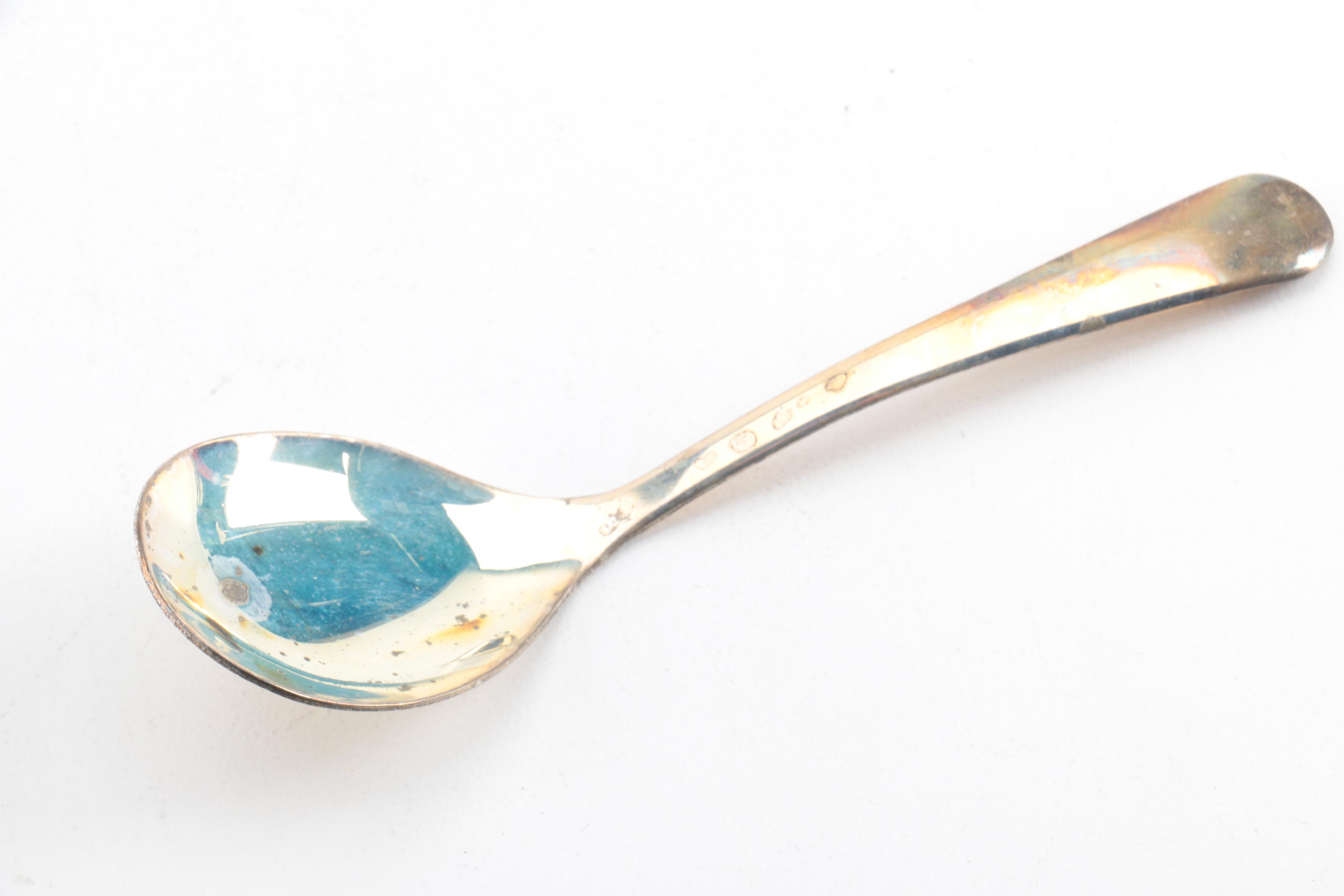 Silver Plate Rattail Handled Ladle, Bell, and Other Flatware