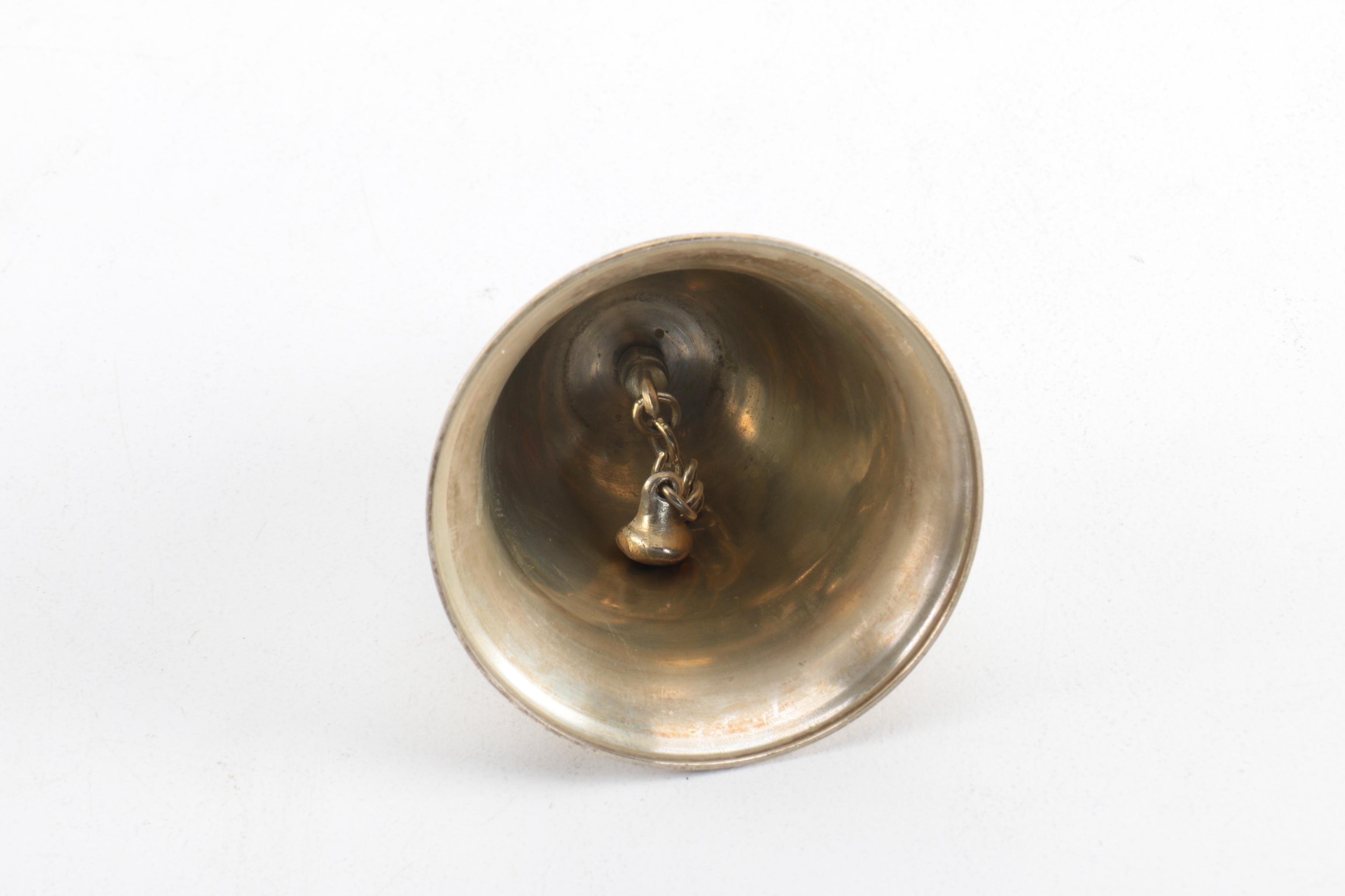 Silver Plate Rattail Handled Ladle, Bell, and Other Flatware