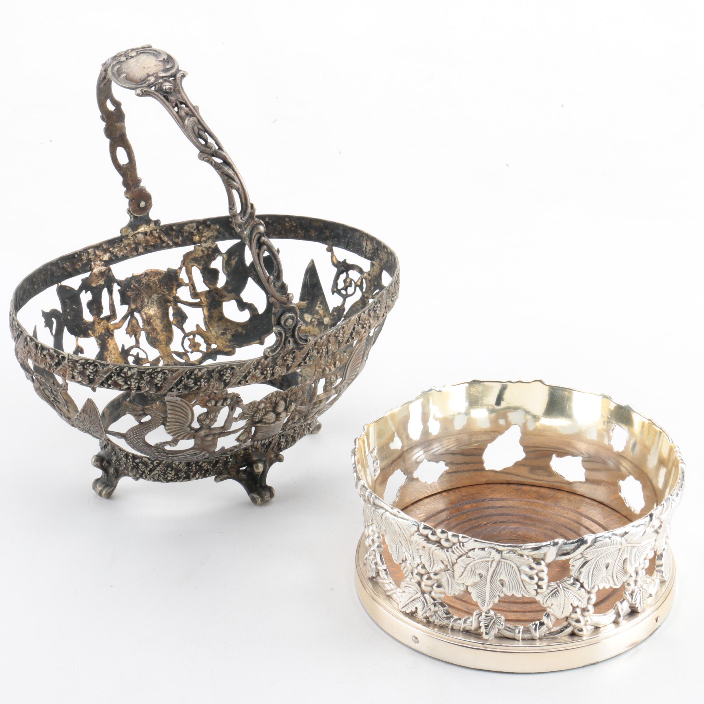 Ornate Metal Basket and Candle Holder