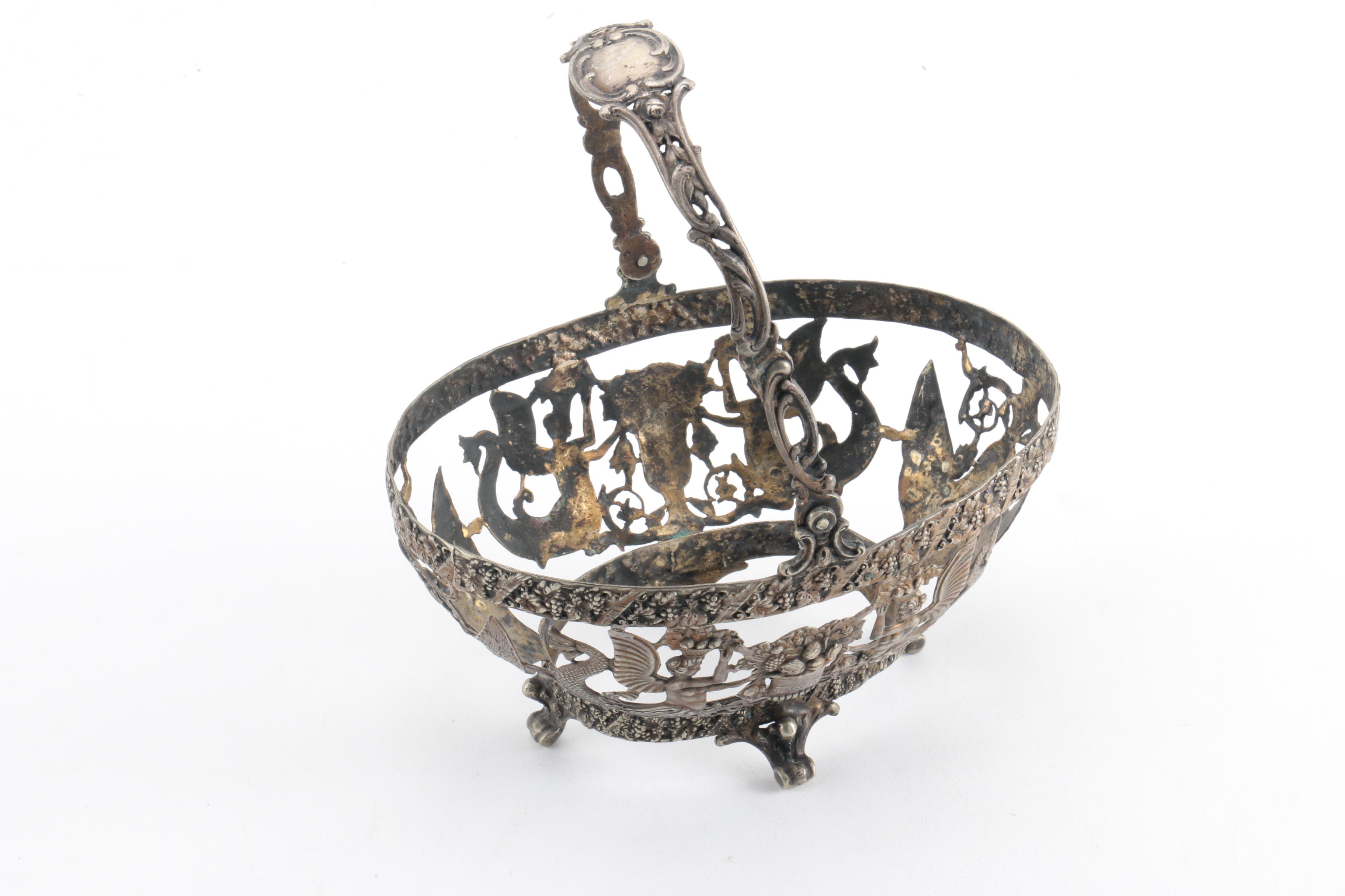 Ornate Metal Basket and Candle Holder