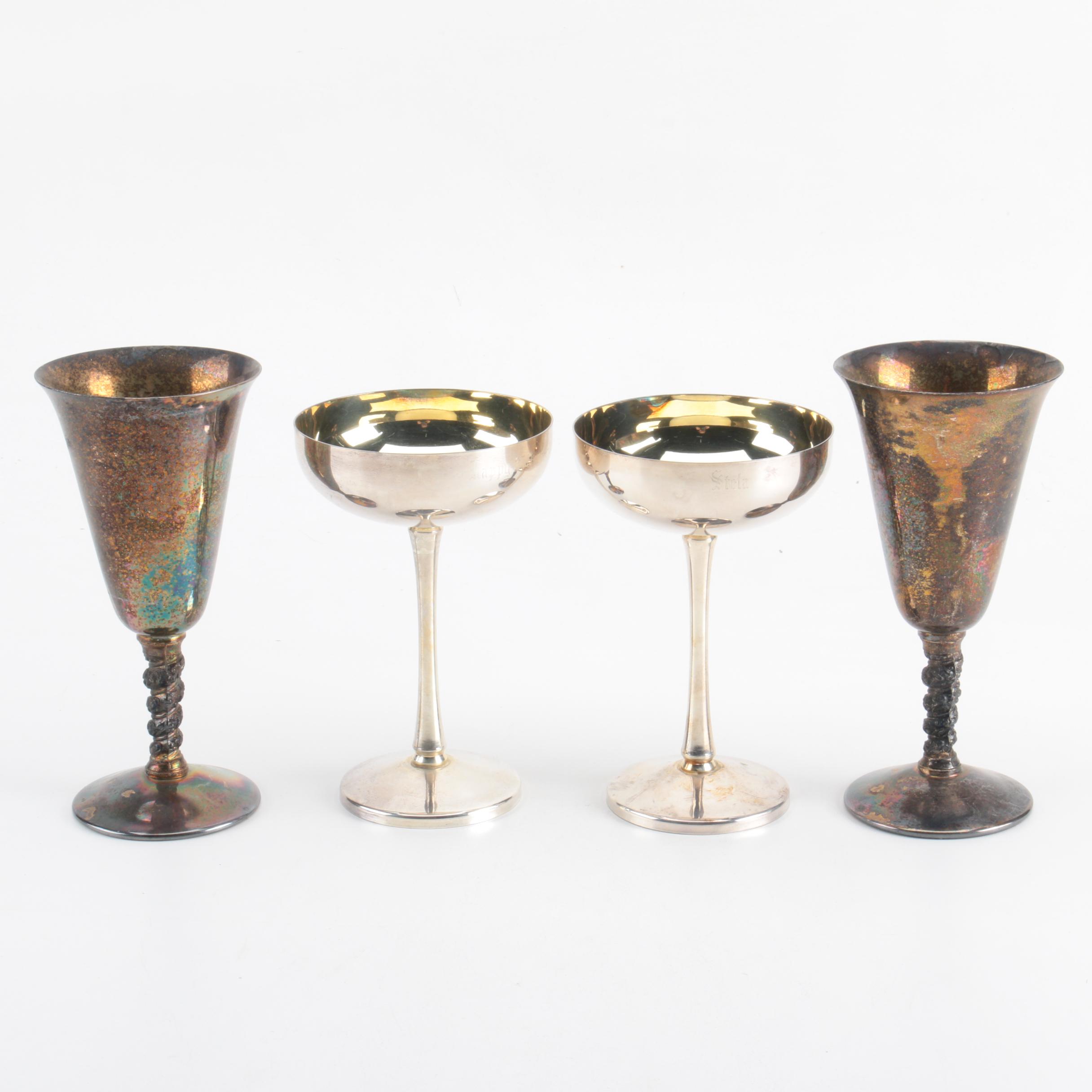 William Adams Silver Plate Wine Goblets and Champagne Coupes