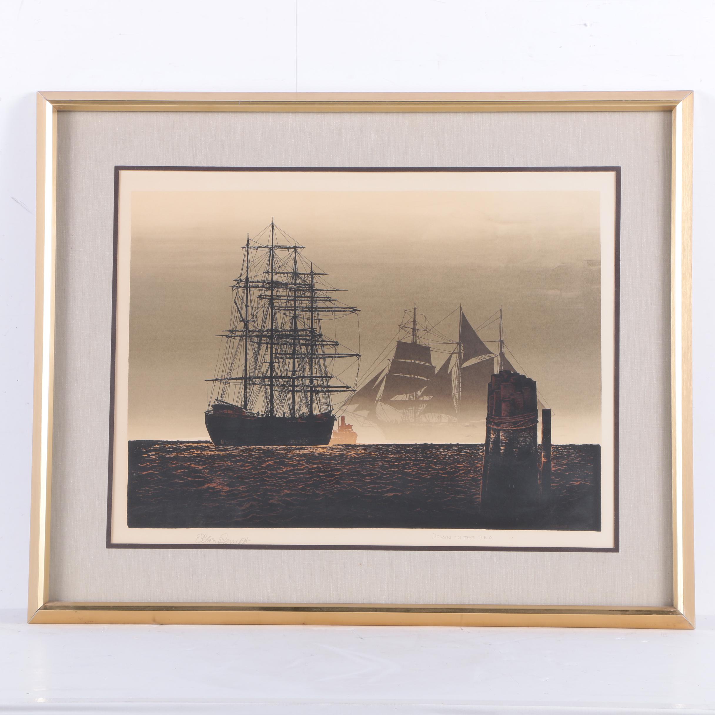Elton Bennett Serigraph on Paper "Down to the Sea"
