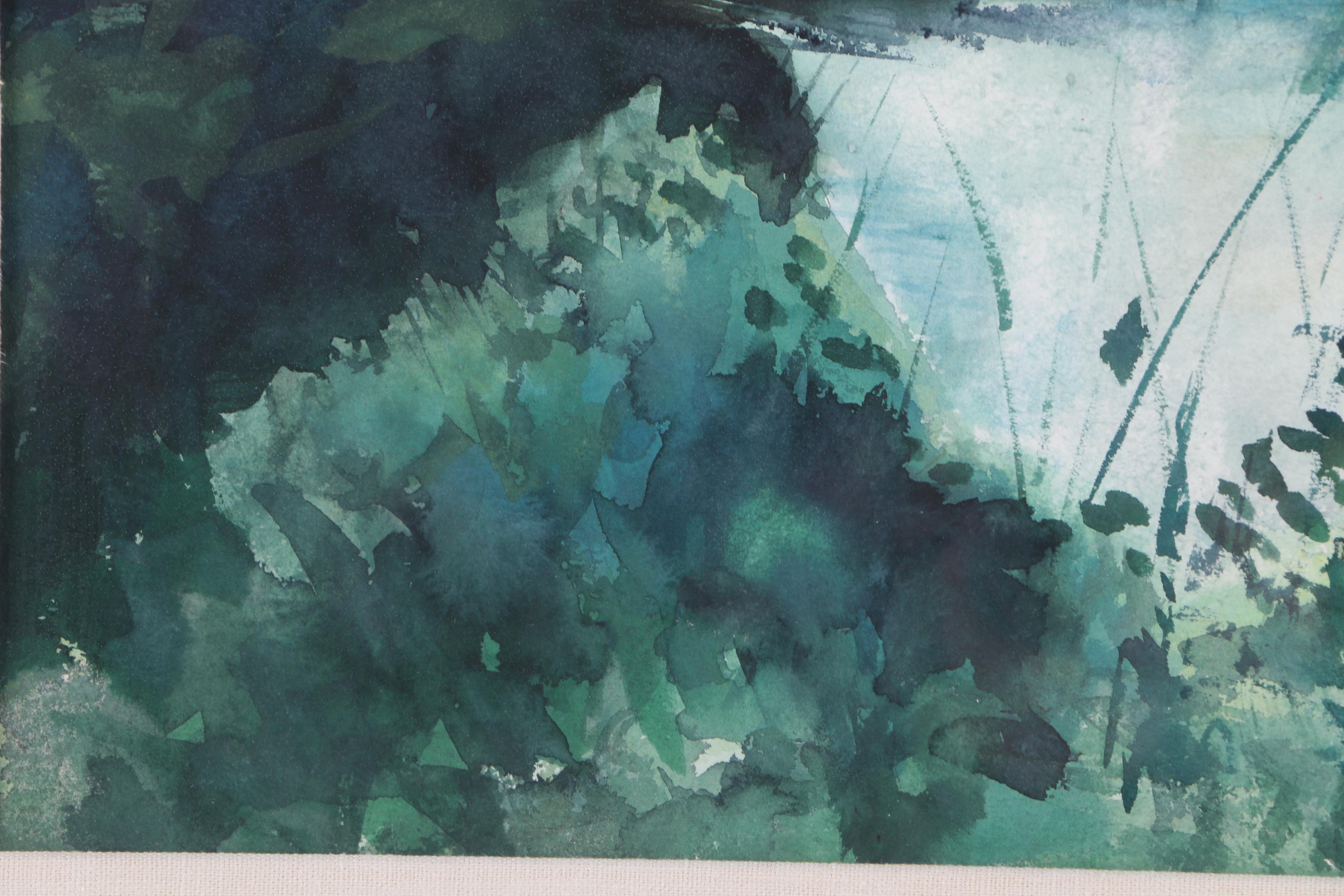 Robert H. Meltzer Watercolor Painting on Paper of a Tropical Landscape