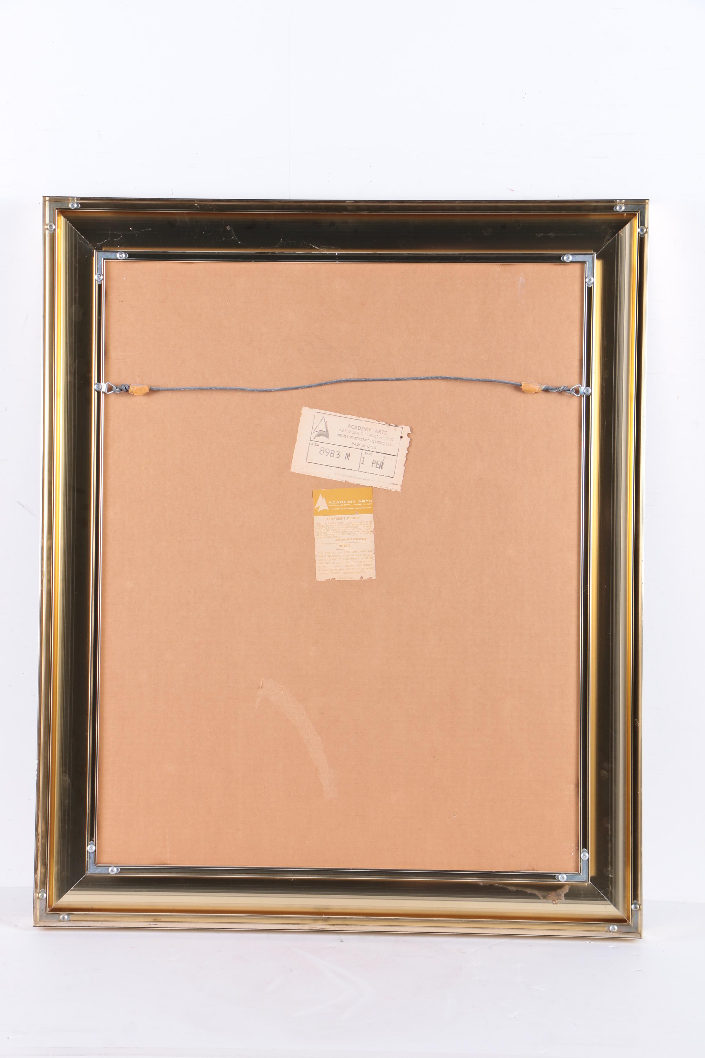 Vintage Framed Mirror Art with Lunaria Plant