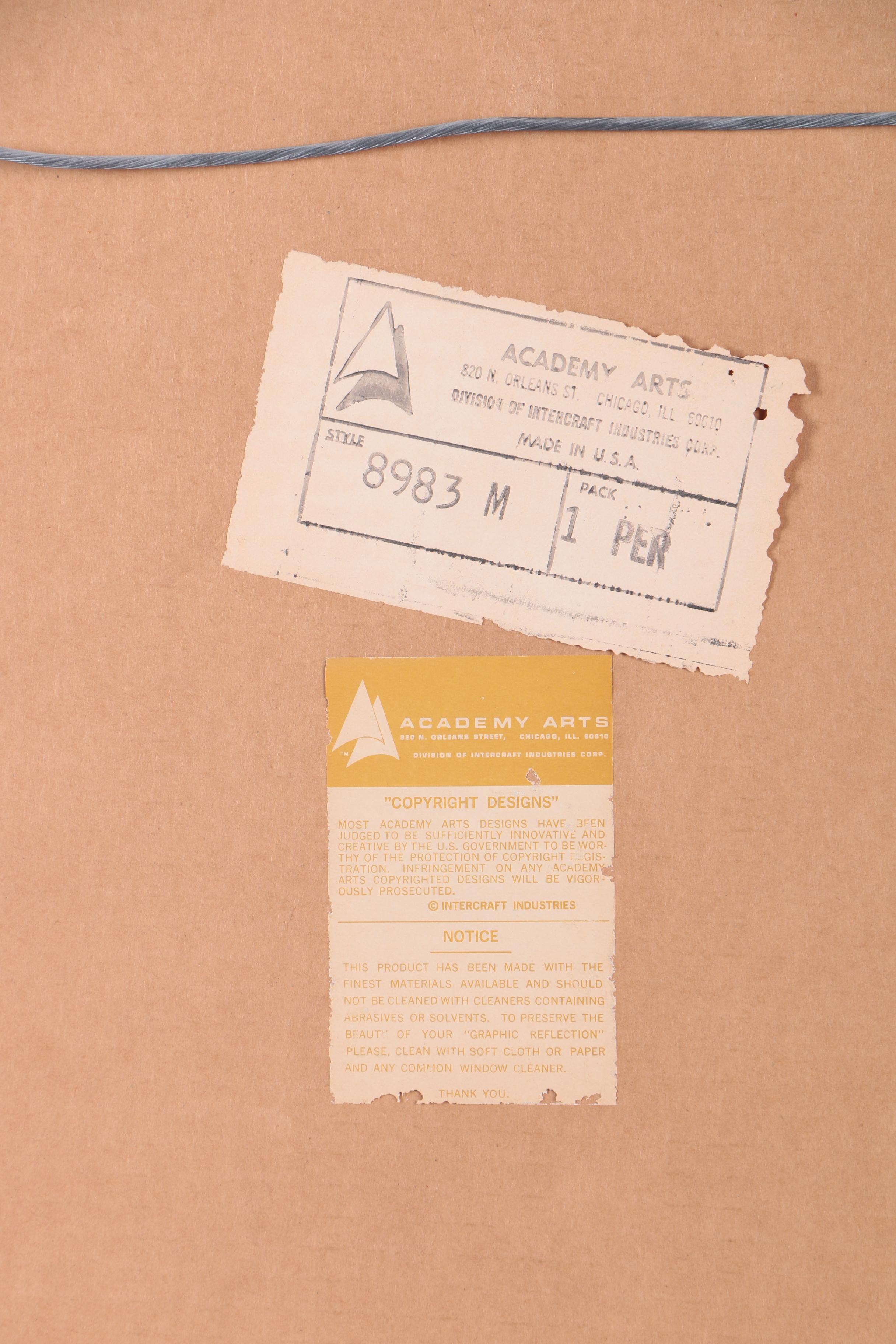 Vintage Framed Mirror Art with Lunaria Plant