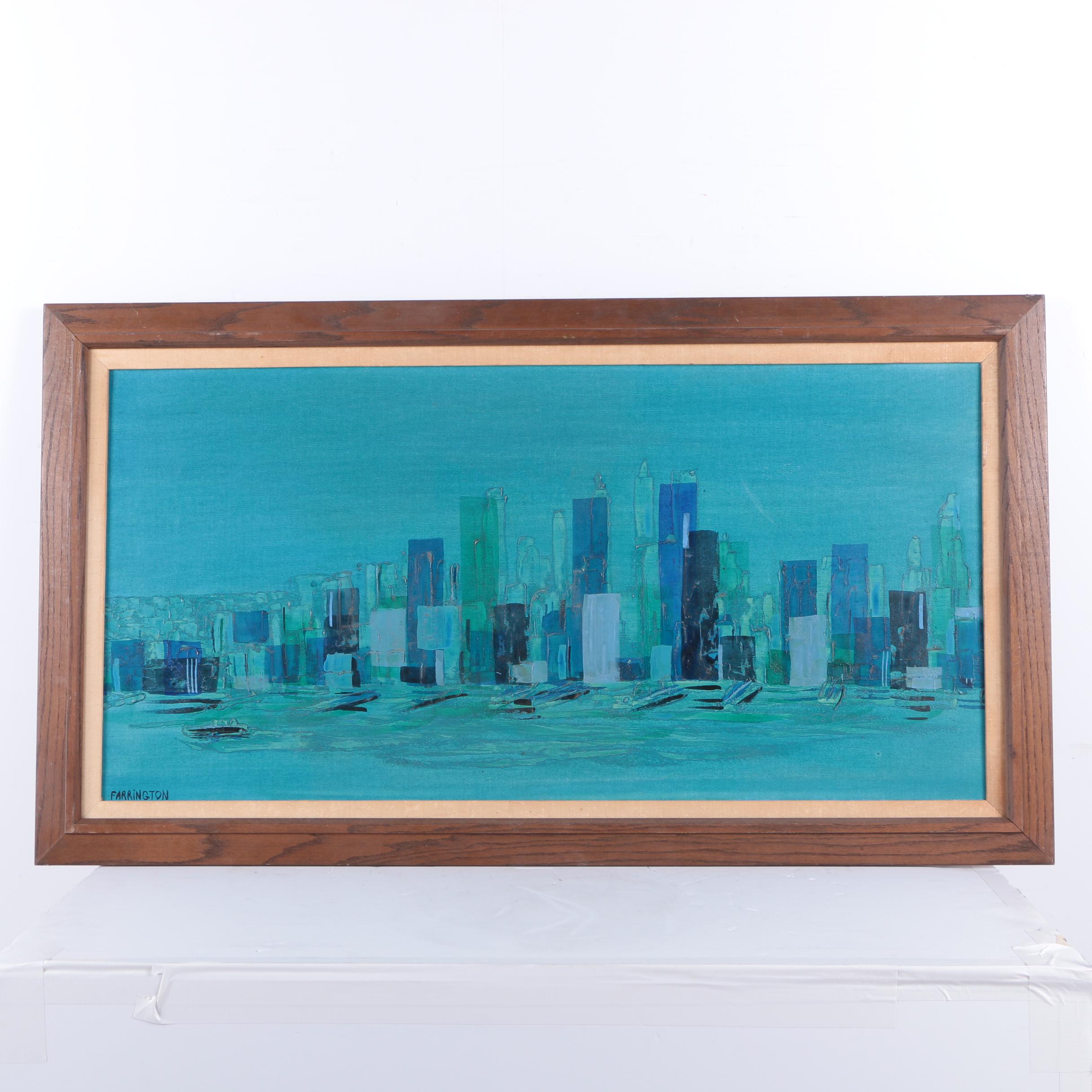 Farrington Oil Painting on Canvas of a City Skyline