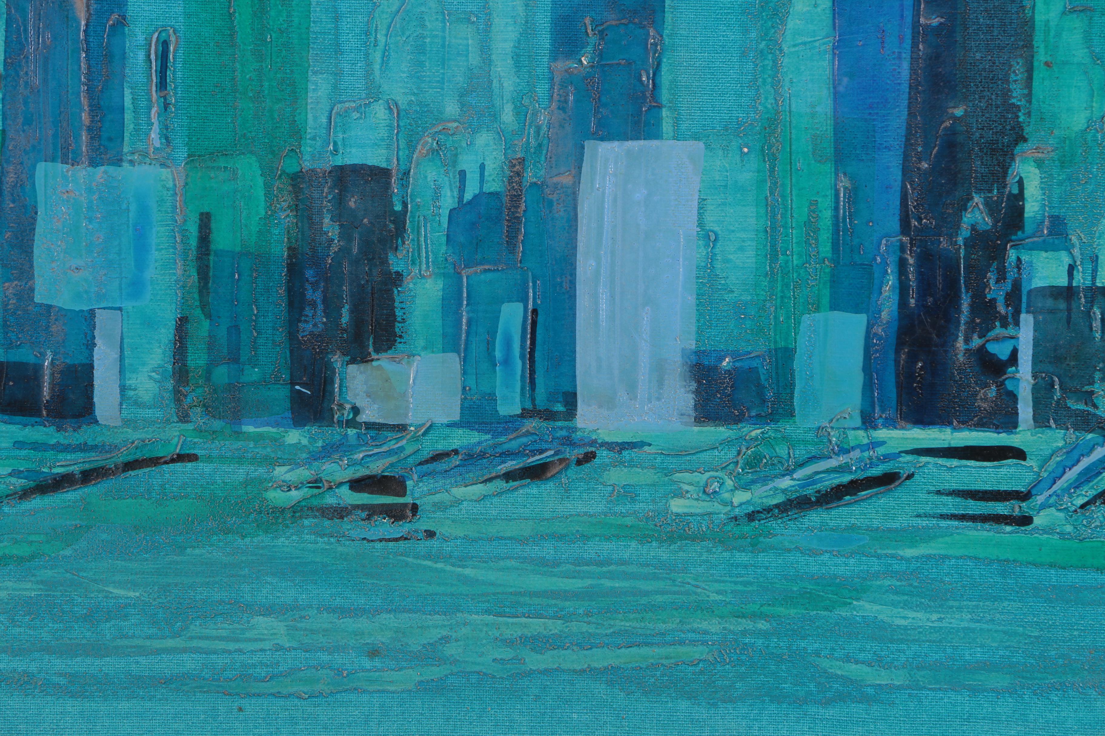 Farrington Oil Painting on Canvas of a City Skyline