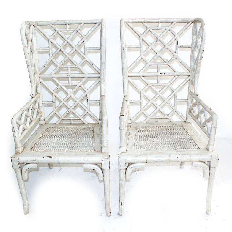 Vintage Bamboo Wingback Chairs by Guildmaster