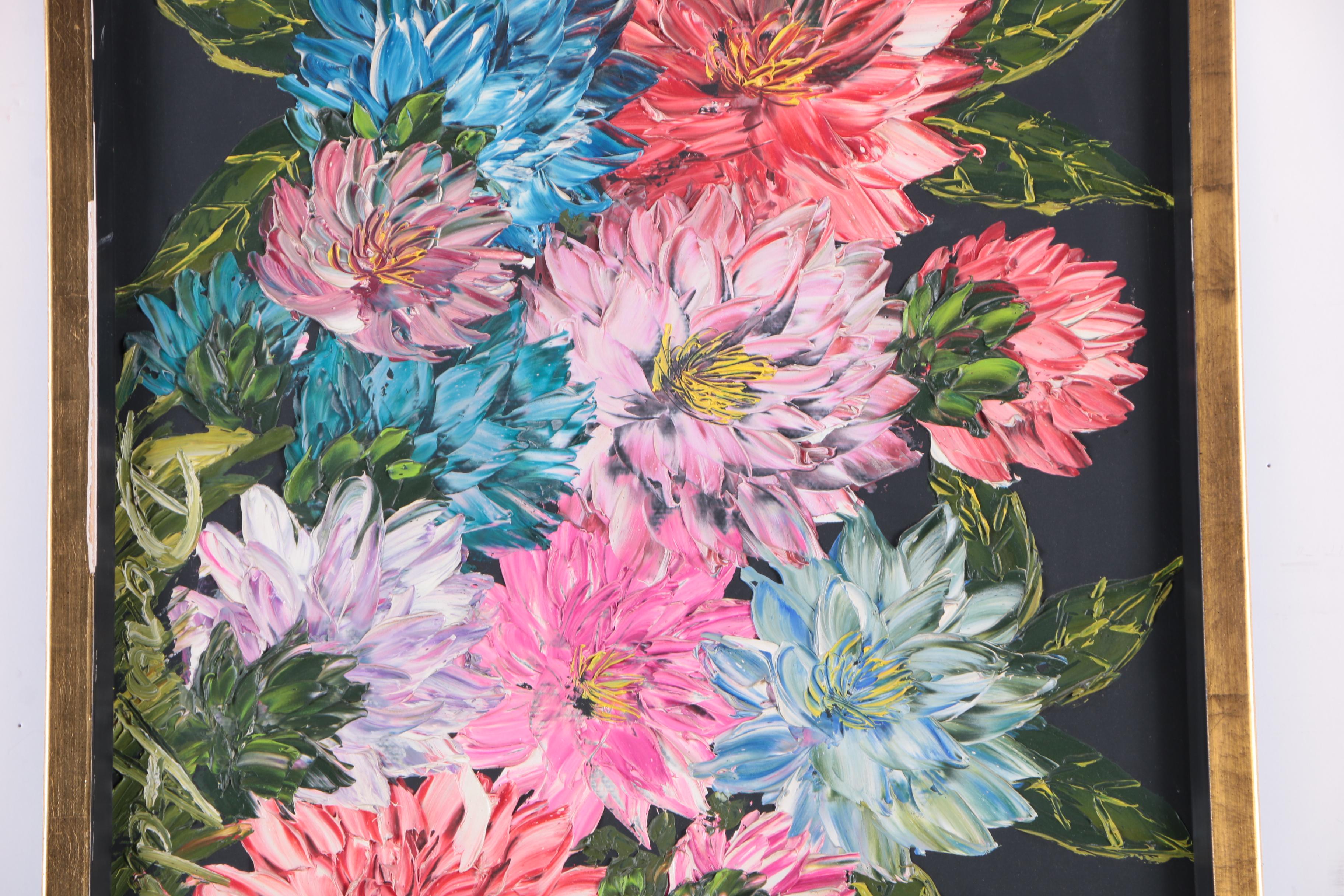 Doris Adams Oil Painting on Masonite of Flowers