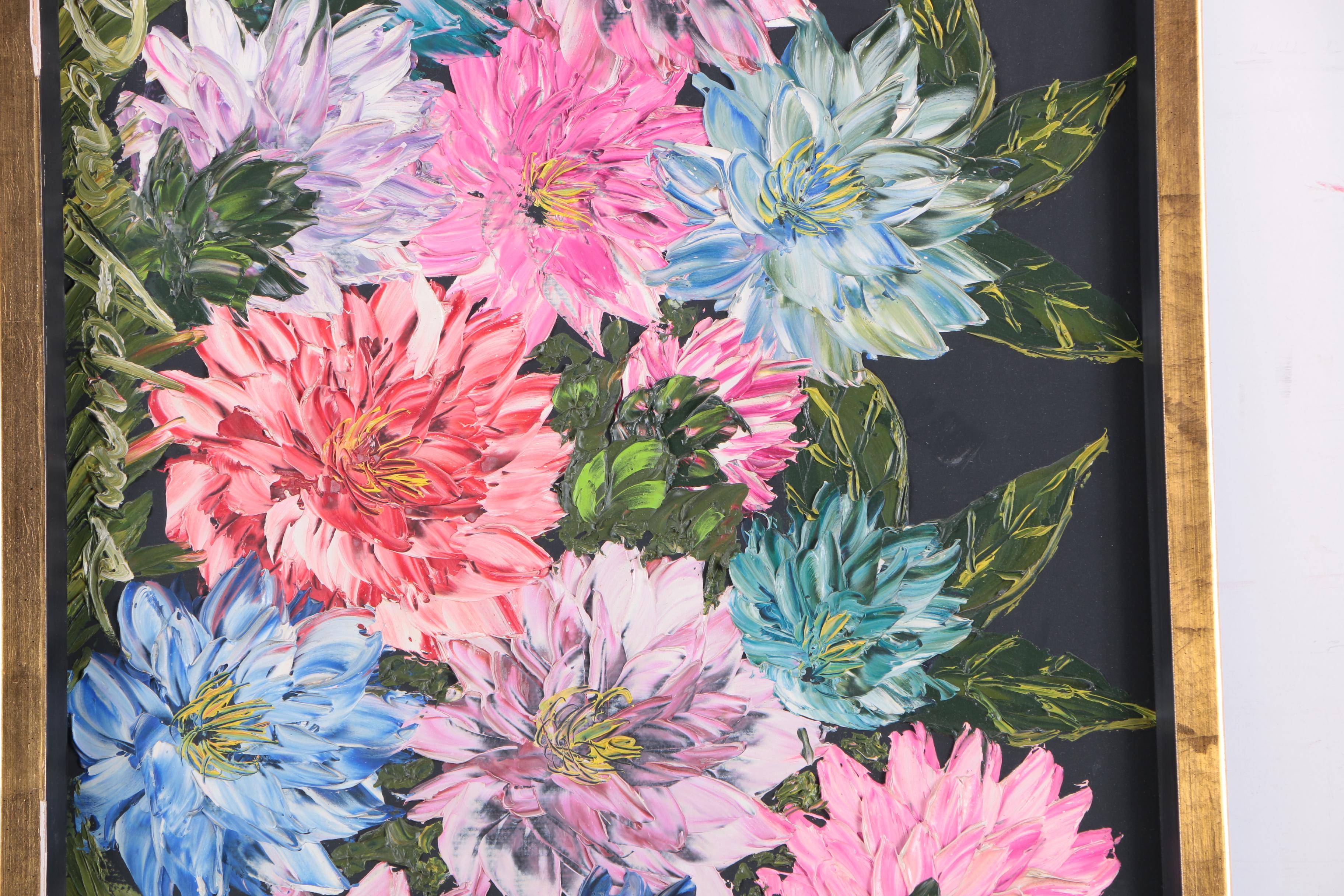 Doris Adams Oil Painting on Masonite of Flowers