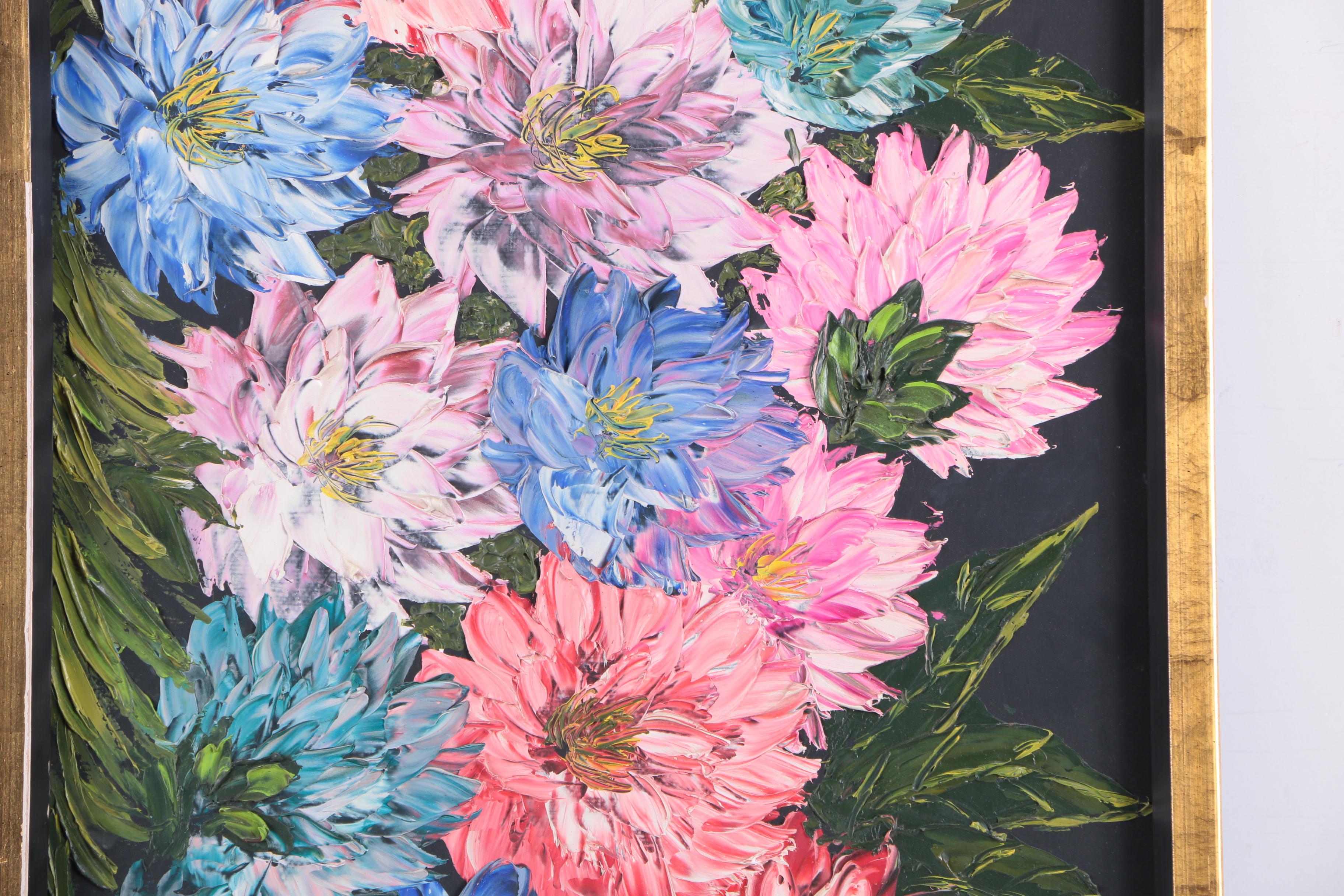 Doris Adams Oil Painting on Masonite of Flowers