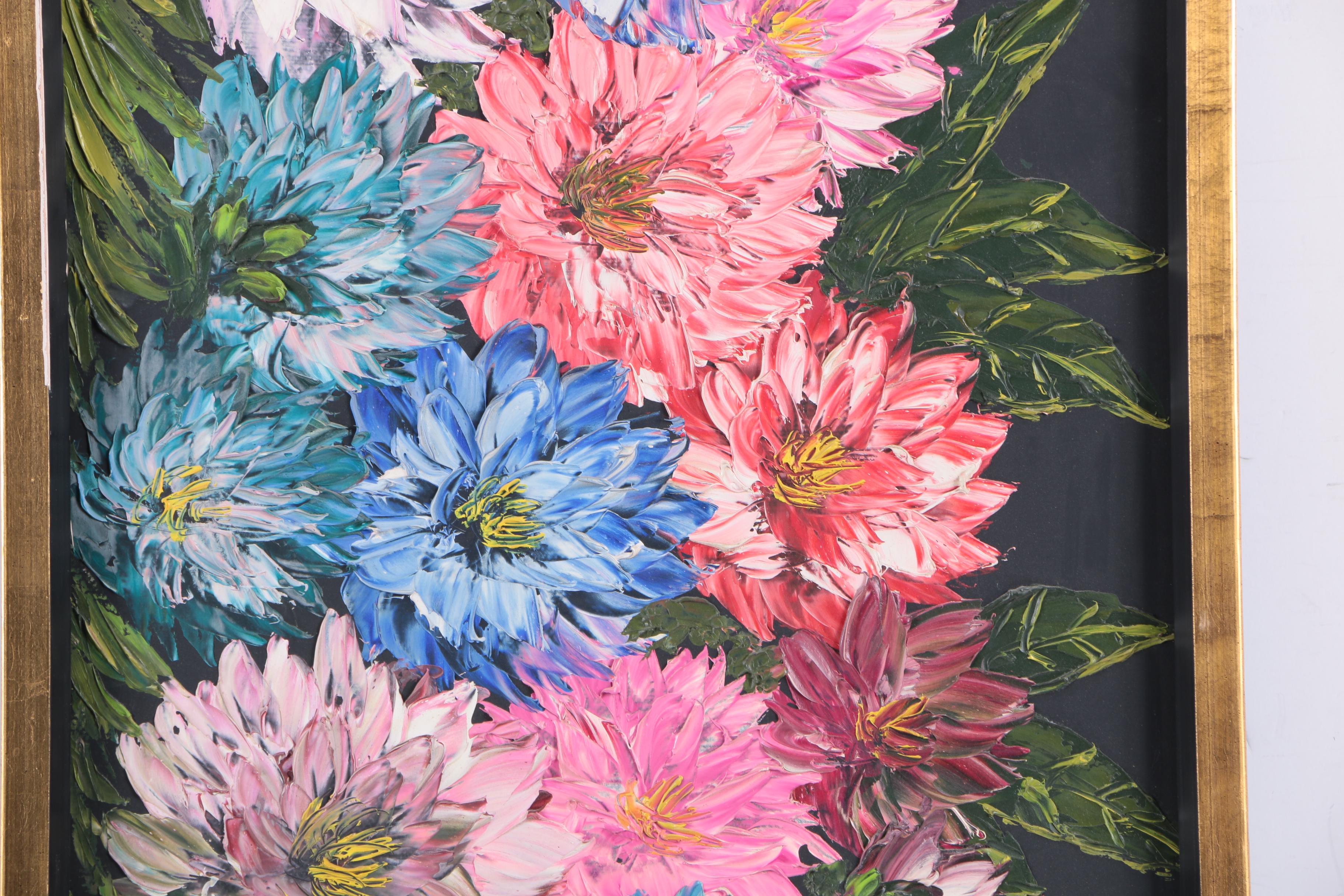 Doris Adams Oil Painting on Masonite of Flowers